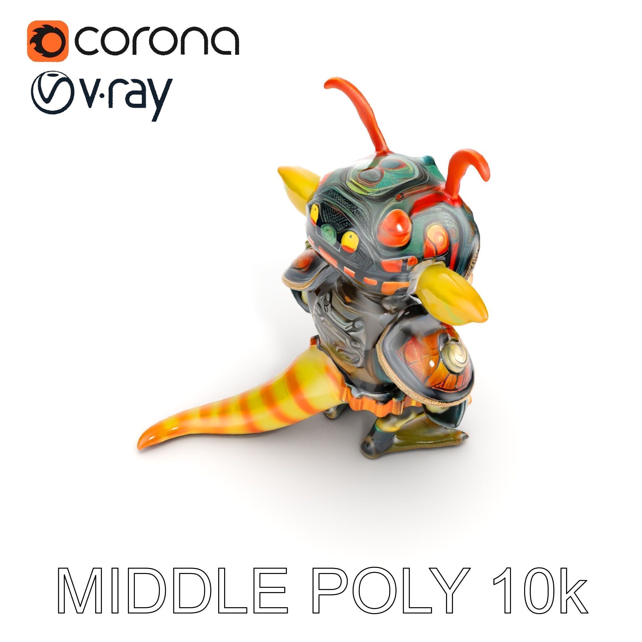 Fantasy Creature Warrior Model Pack with Detailed Armor Low-poly 3D model_24