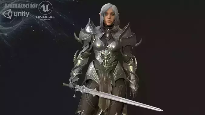ElfGirlFighter Low-poly 3D model