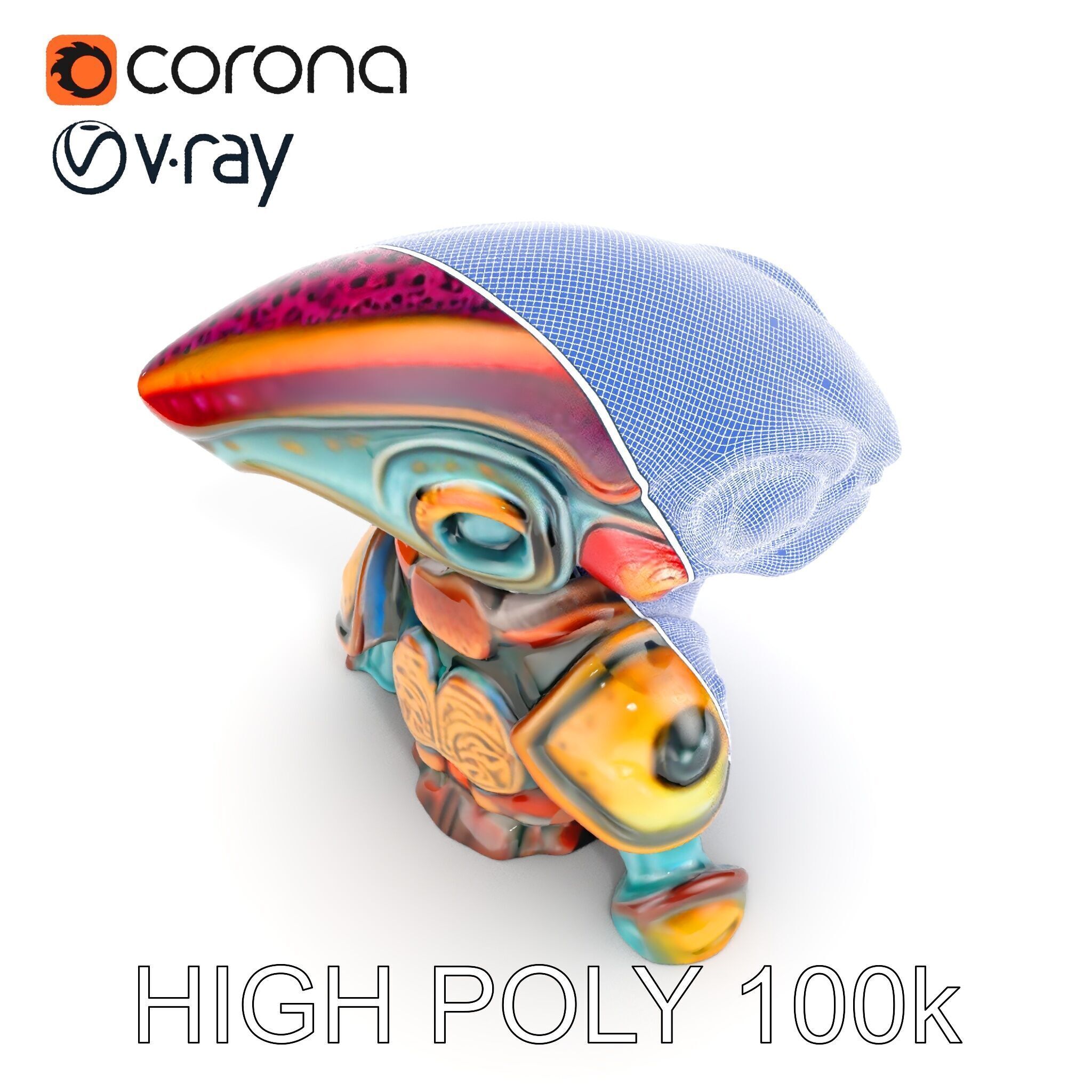 Alien Creature in SciFi Armor Model Pack Low-poly 3D model_11