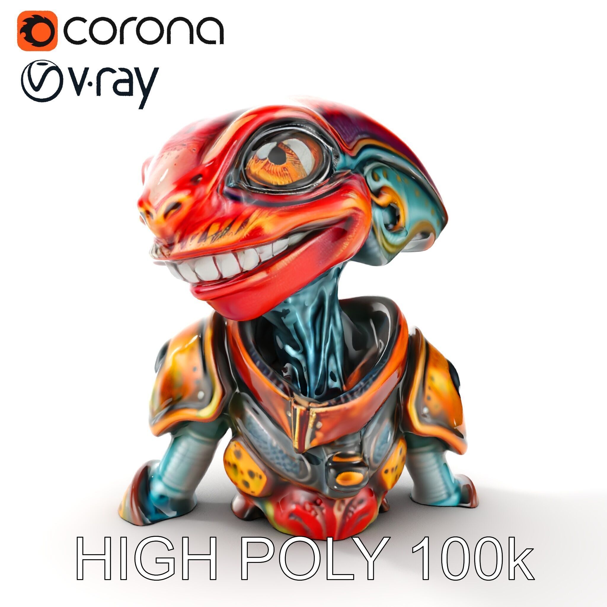 Alien Creature in SciFi Armor Model Pack Low-poly 3D model_20