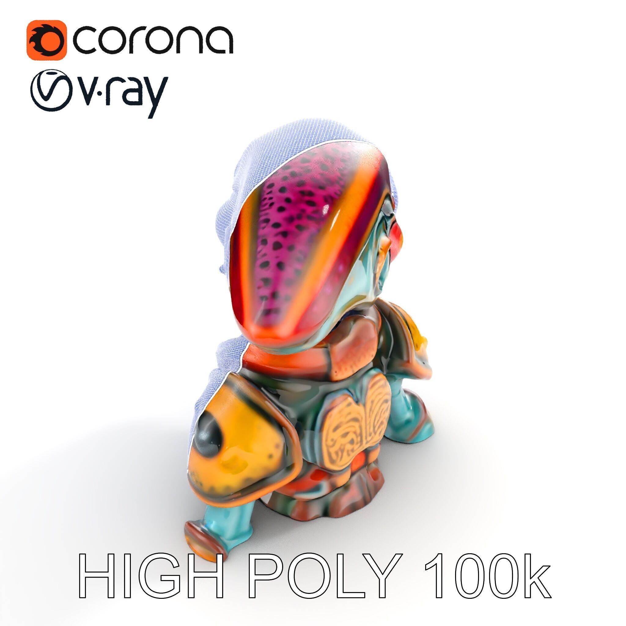 Alien Creature in SciFi Armor Model Pack Low-poly 3D model_14