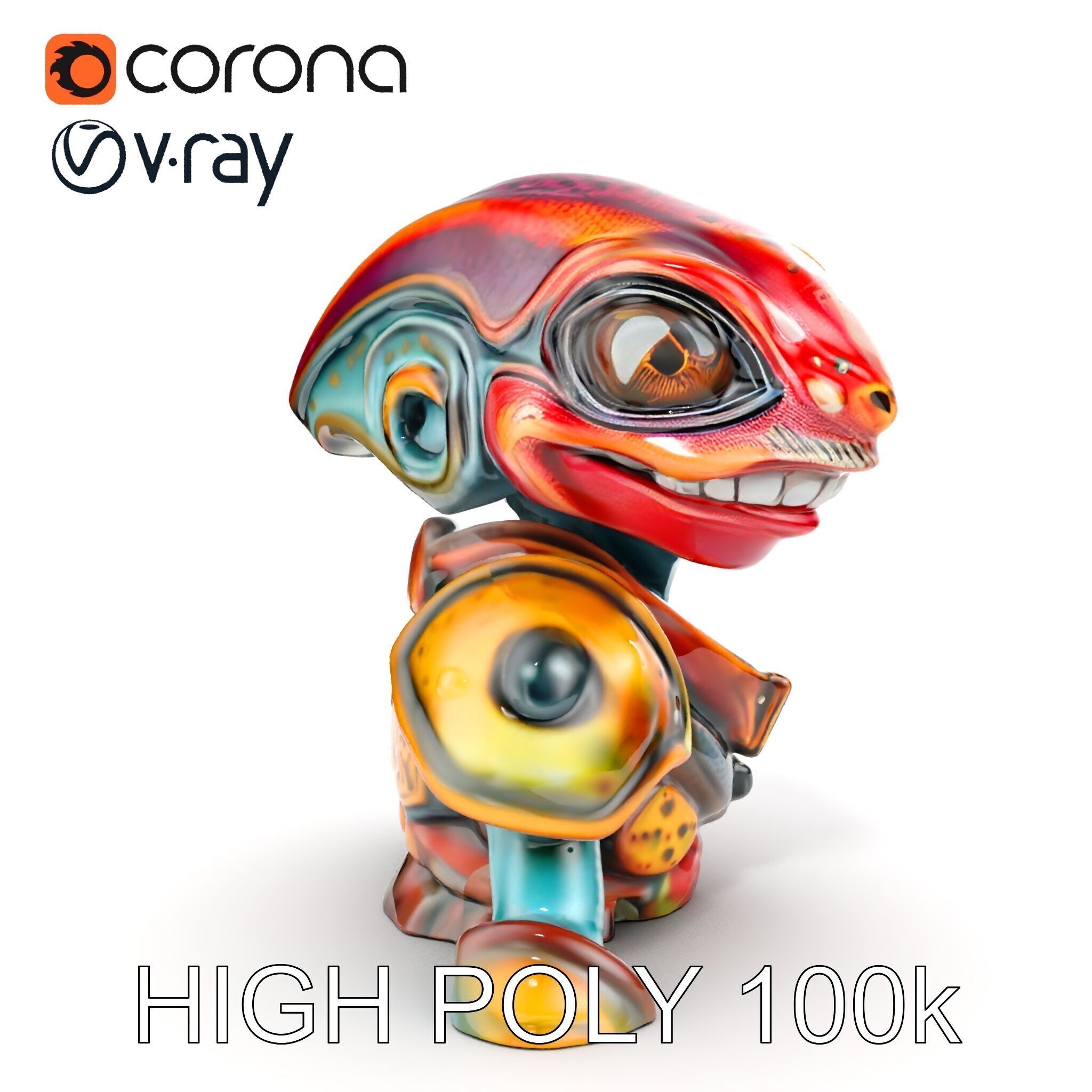 Alien Creature in SciFi Armor Model Pack Low-poly 3D model_8