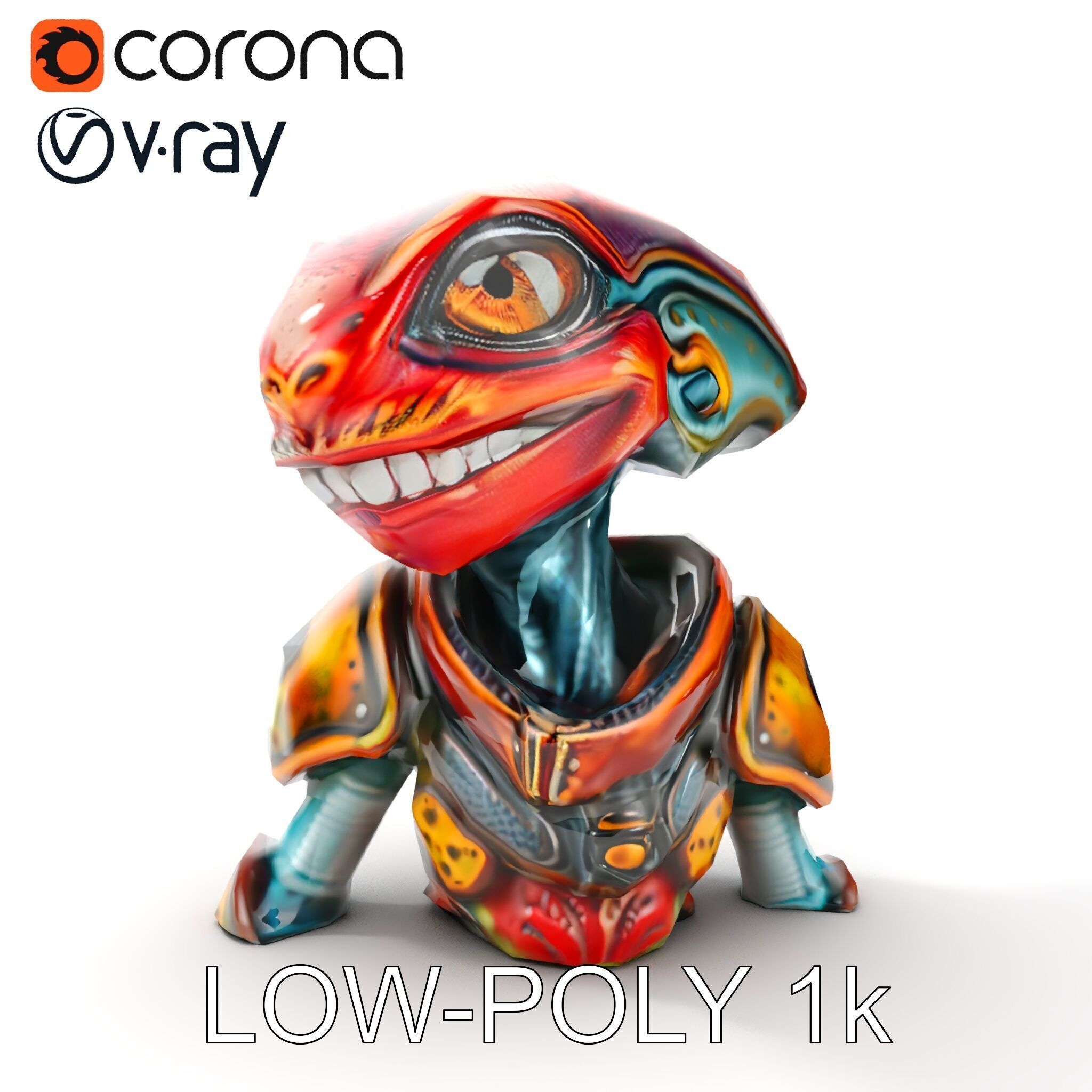 Alien Creature in SciFi Armor Model Pack Low-poly 3D model_35