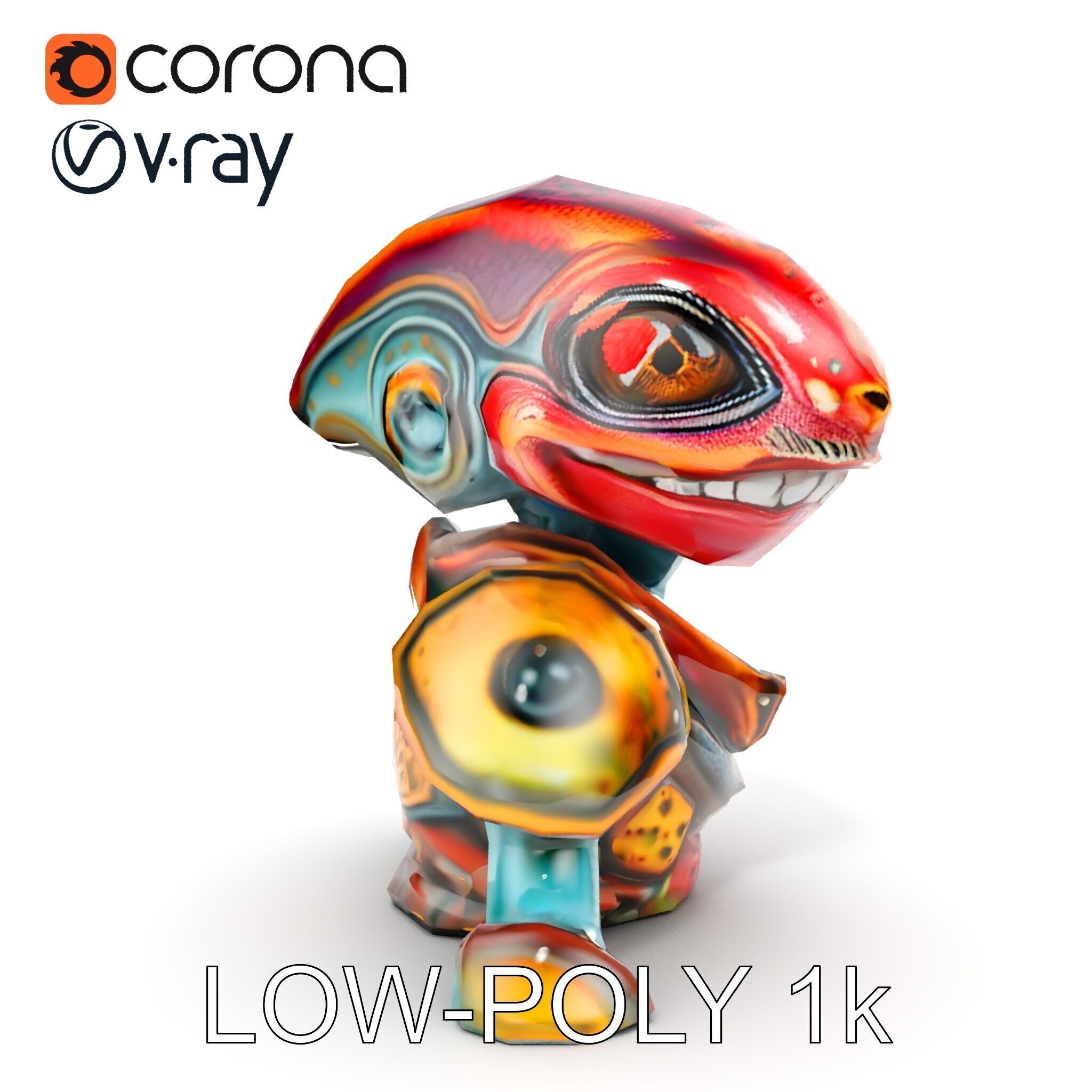 Alien Creature in SciFi Armor Model Pack Low-poly 3D model_19