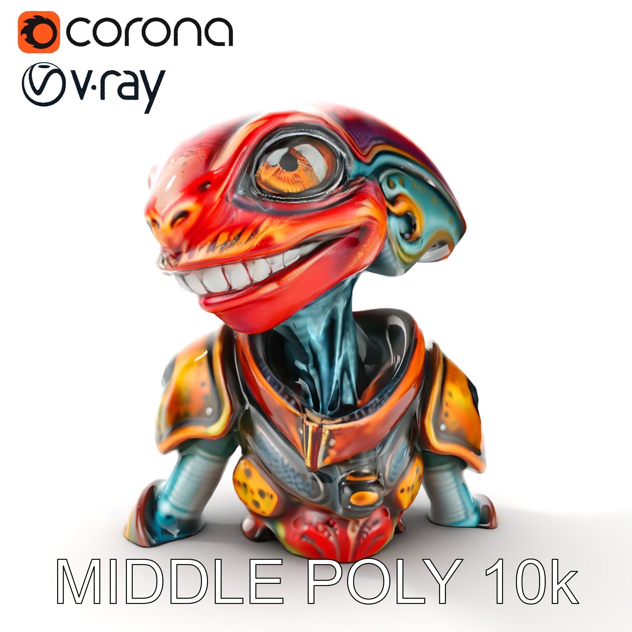 Alien Creature in SciFi Armor Model Pack Low-poly 3D model_34