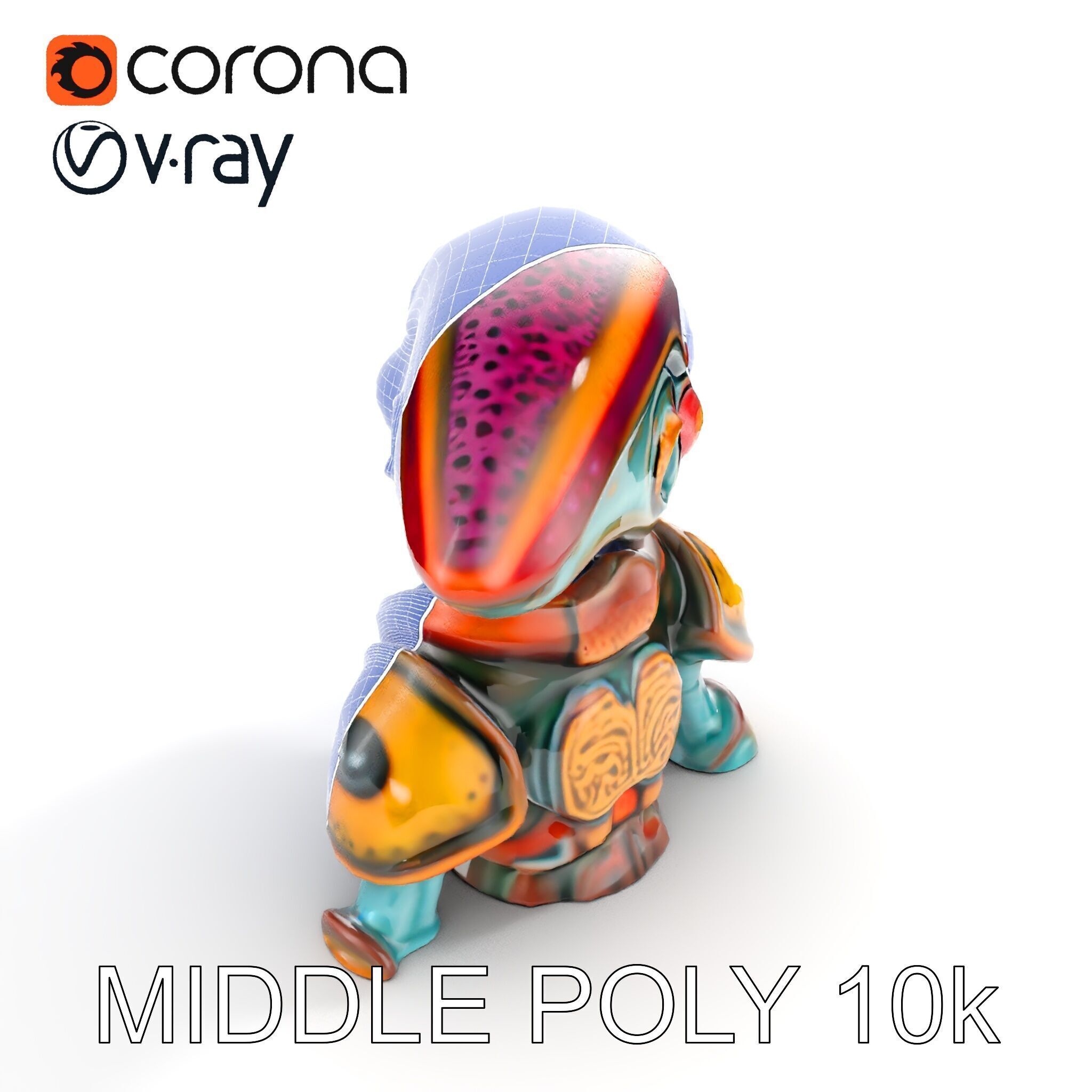 Alien Creature in SciFi Armor Model Pack Low-poly 3D model_6