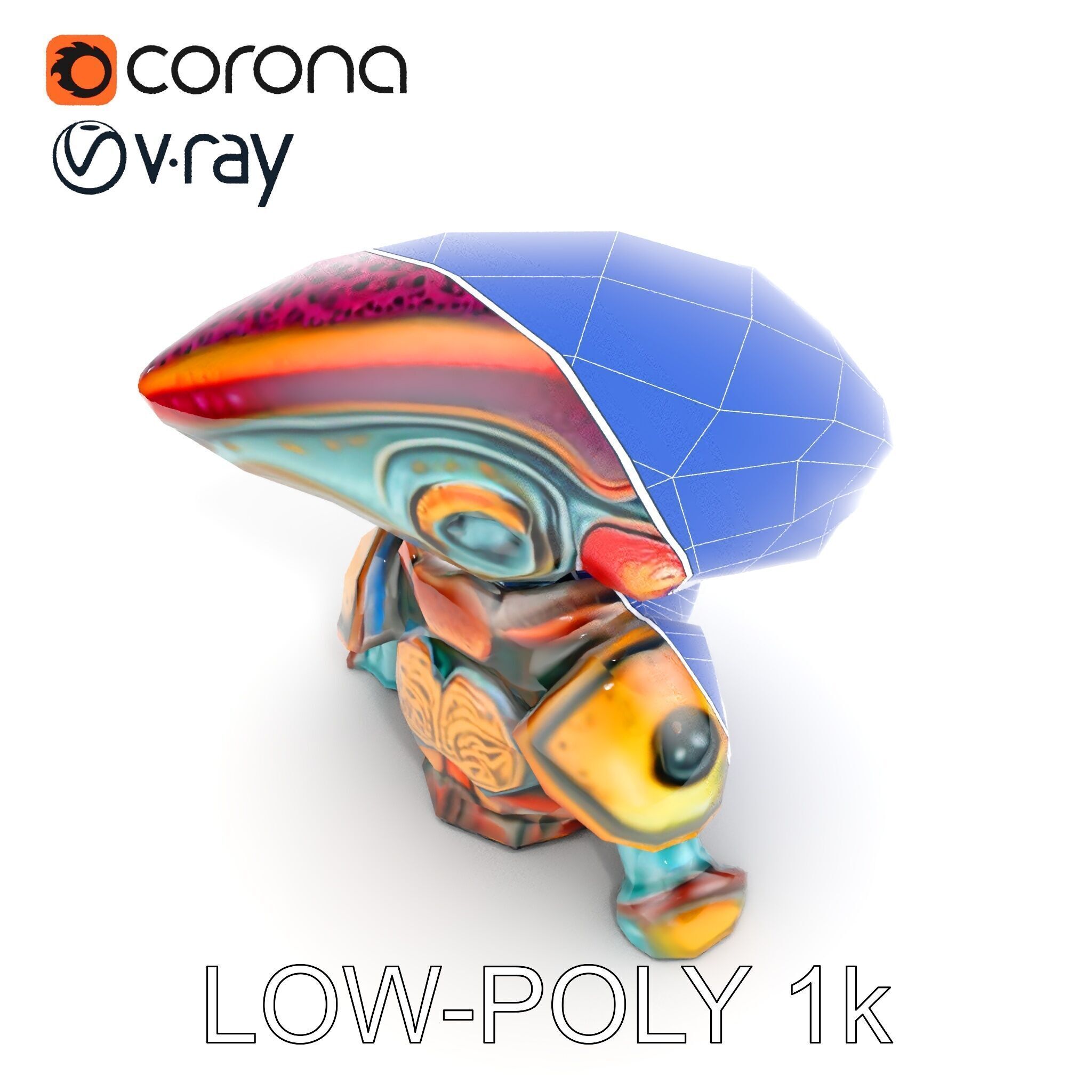 Alien Creature in SciFi Armor Model Pack Low-poly 3D model_7