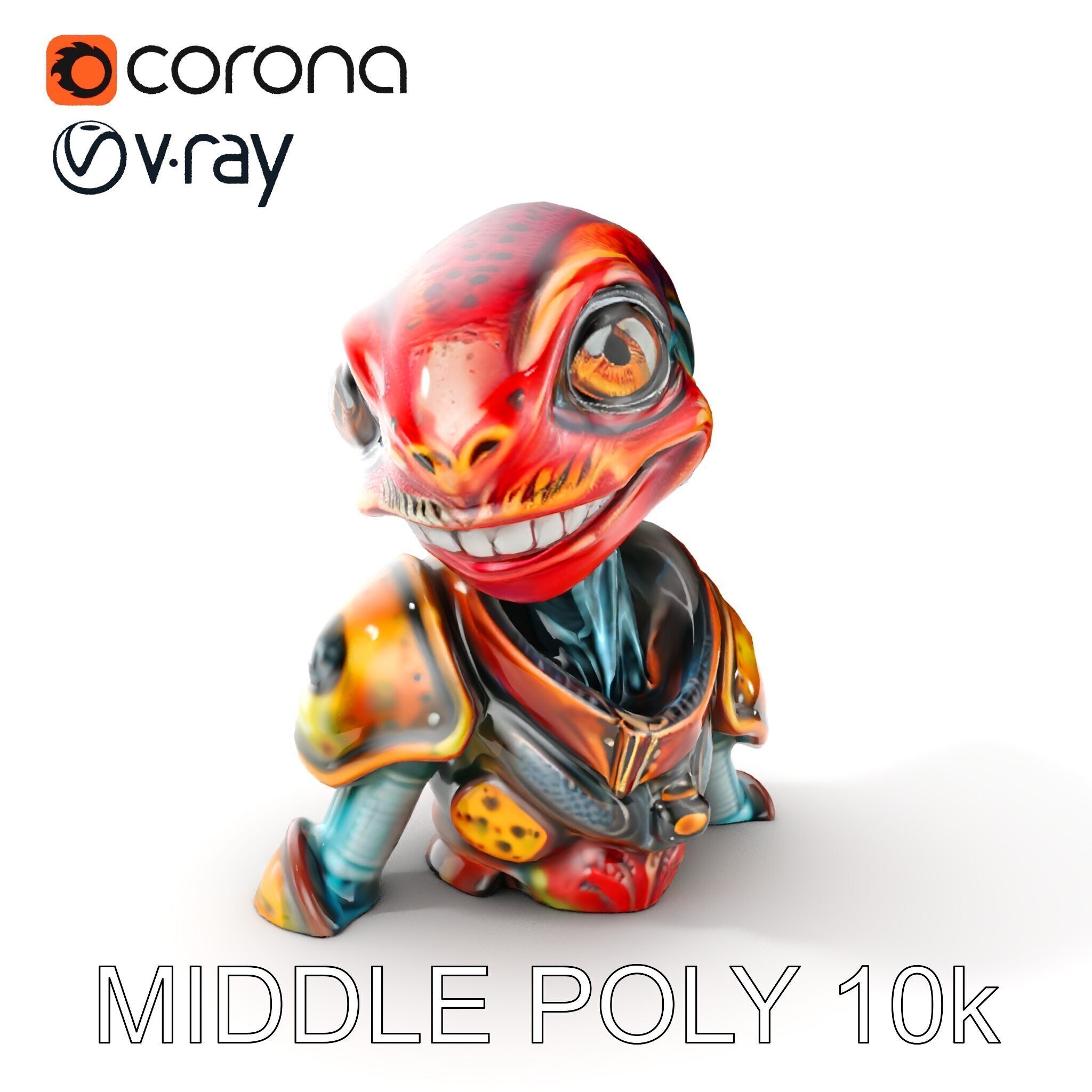 Alien Creature in SciFi Armor Model Pack Low-poly 3D model_30