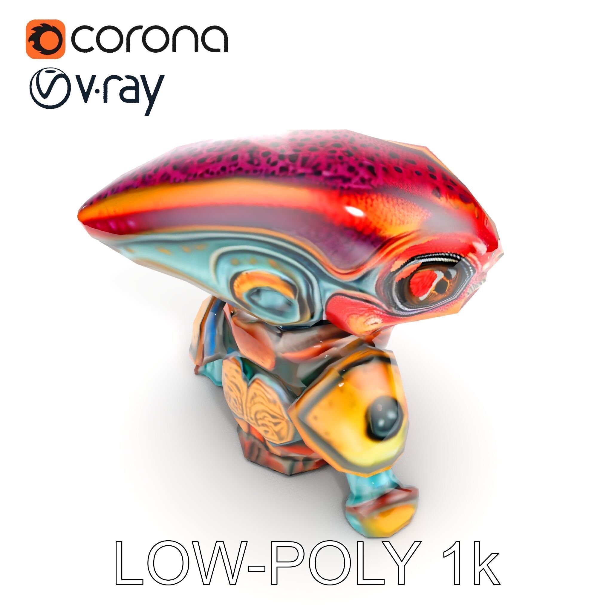 Alien Creature in SciFi Armor Model Pack Low-poly 3D model_10