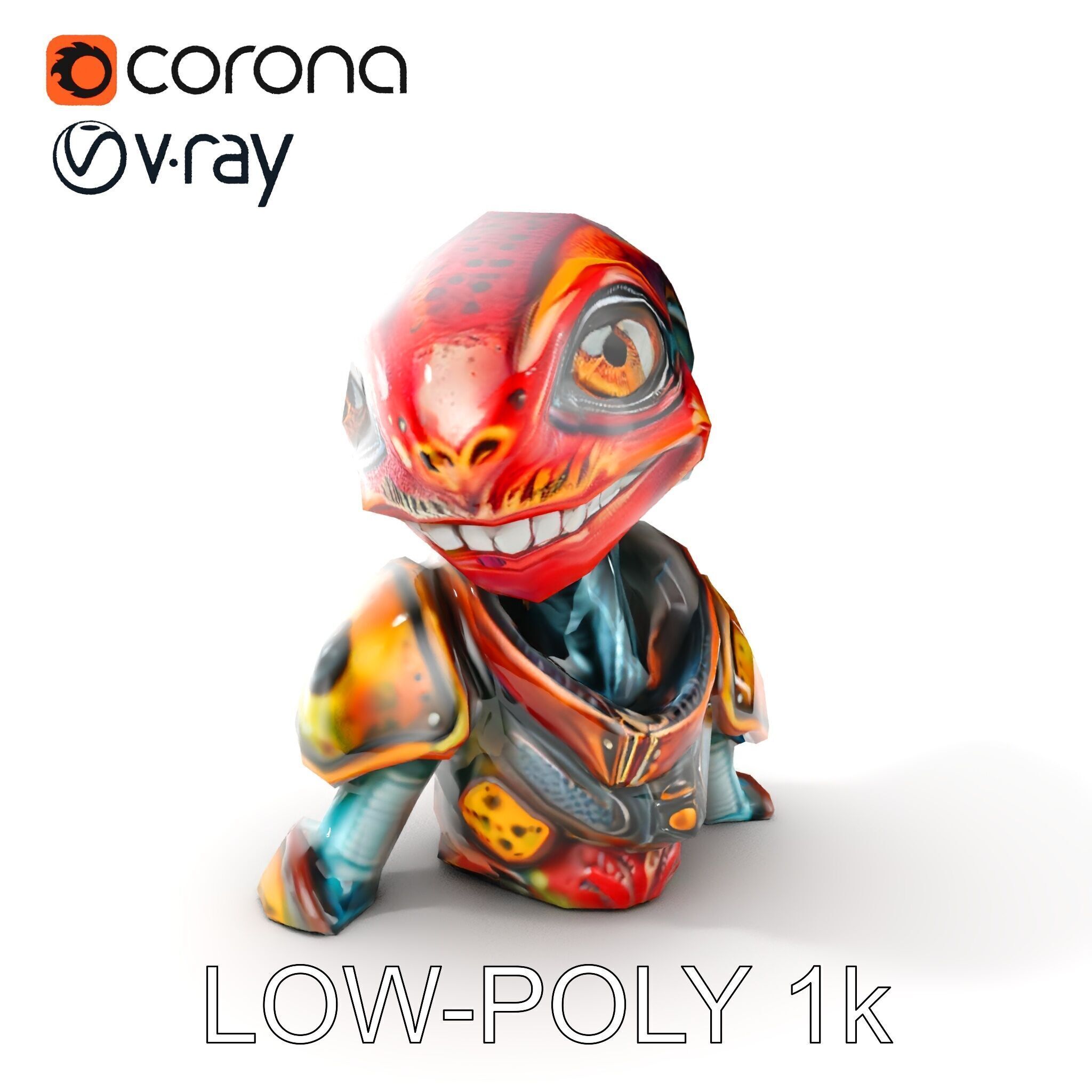 Alien Creature in SciFi Armor Model Pack Low-poly 3D model_28