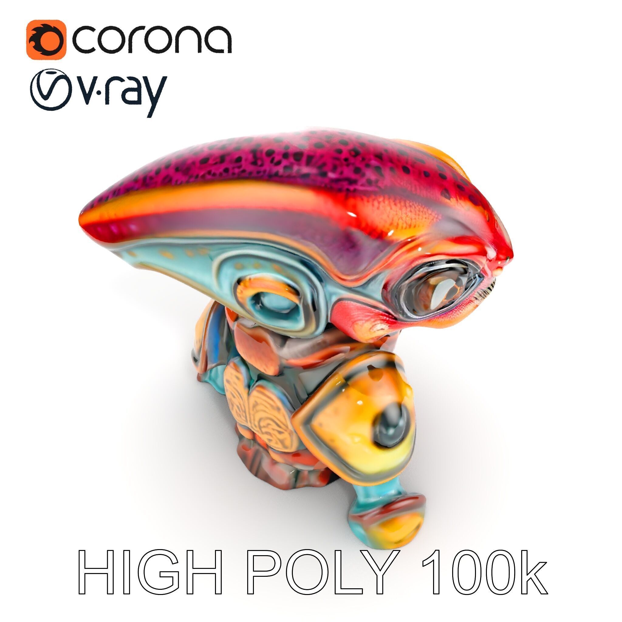 Alien Creature in SciFi Armor Model Pack Low-poly 3D model_23