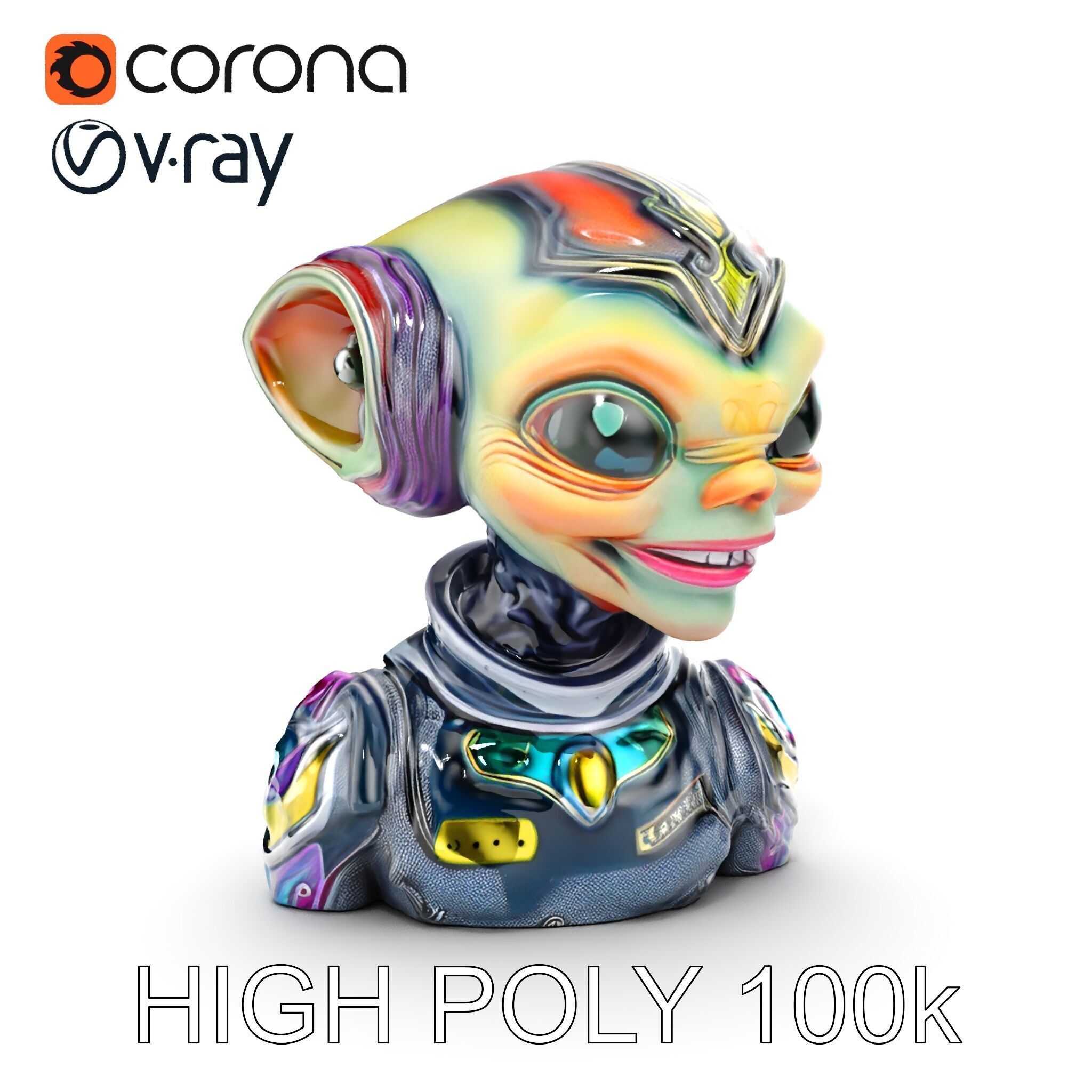 Alien Character Model Pack for Games and Animation Low-poly 3D model_19