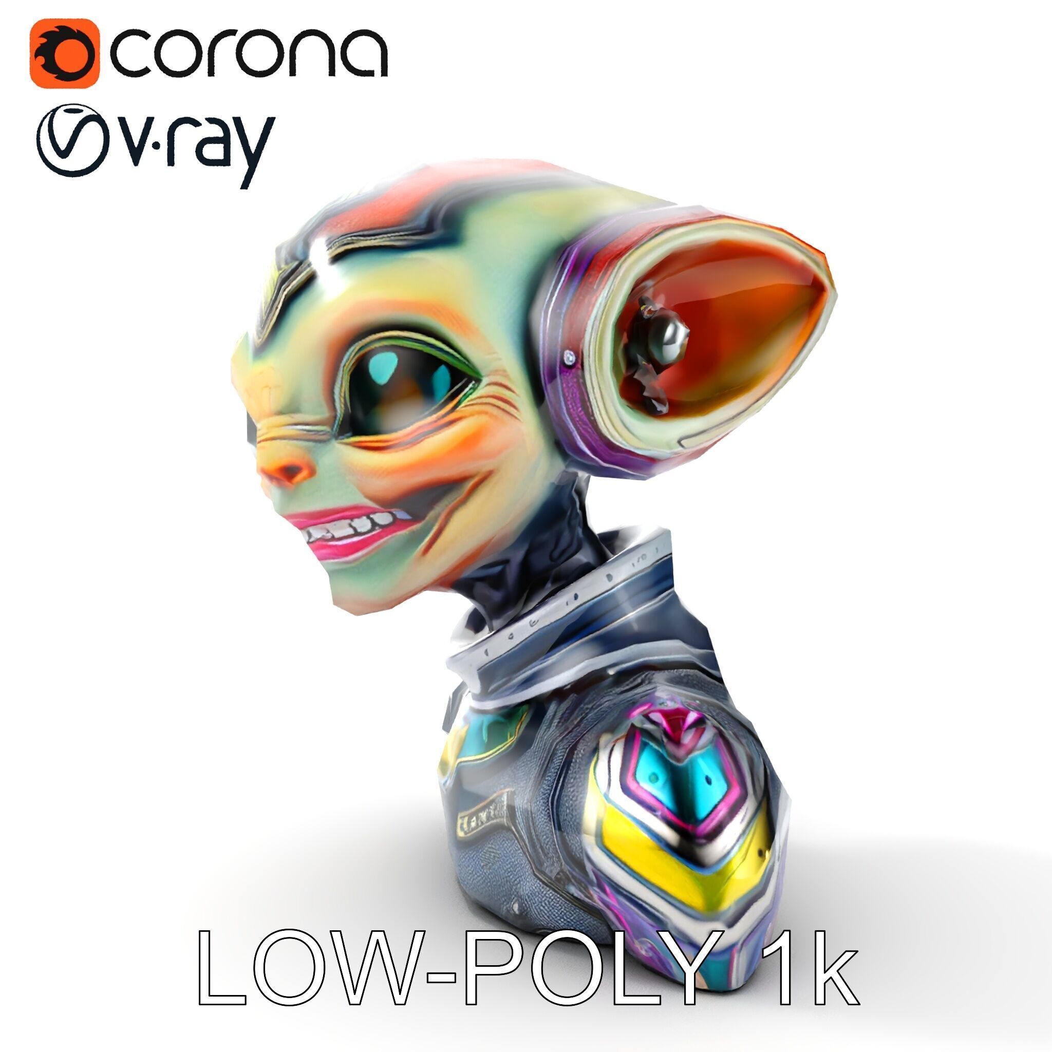 Alien Character Model Pack for Games and Animation Low-poly 3D model_7