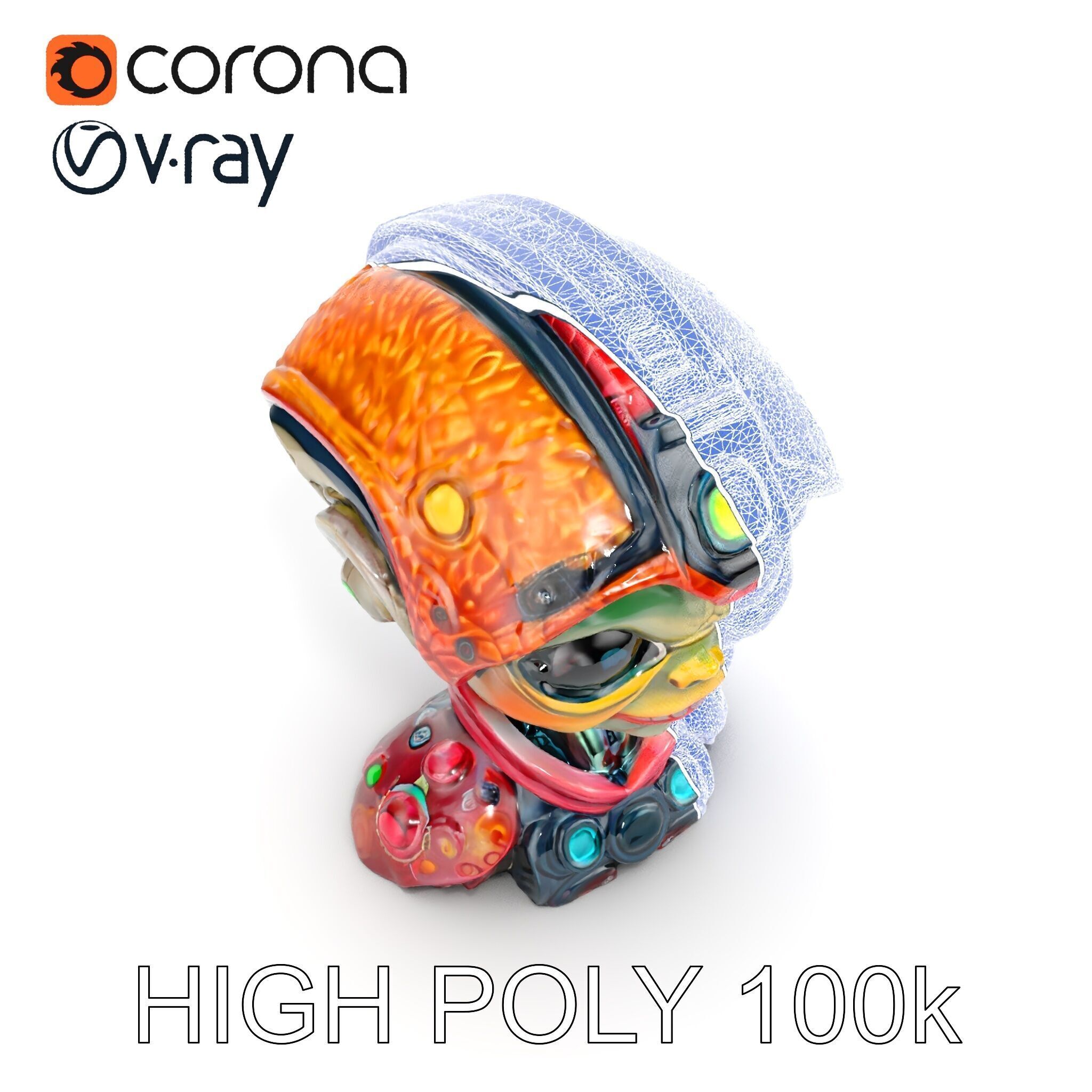 Alien Character Model Pack with Futuristic Helmet Low-poly 3D model_25