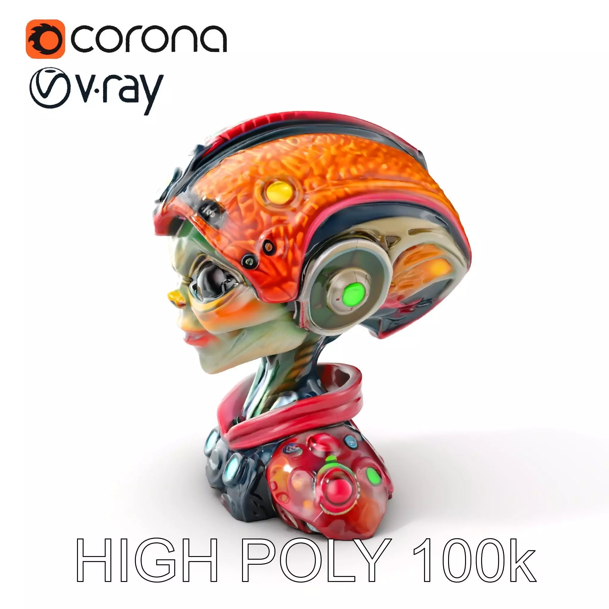 Alien Character Model Pack with Futuristic Helmet Low-poly 3D model_0