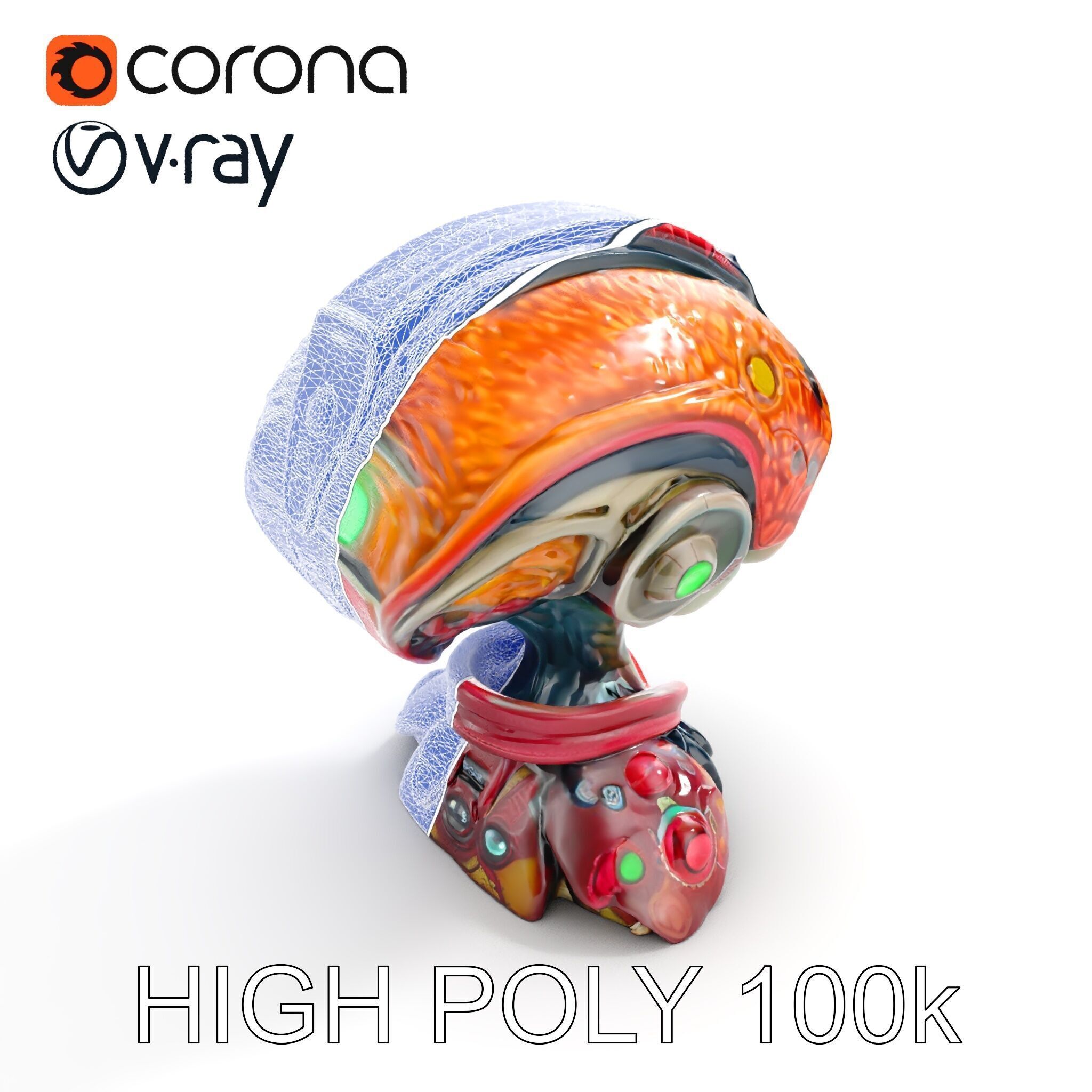 Alien Character Model Pack with Futuristic Helmet Low-poly 3D model_11