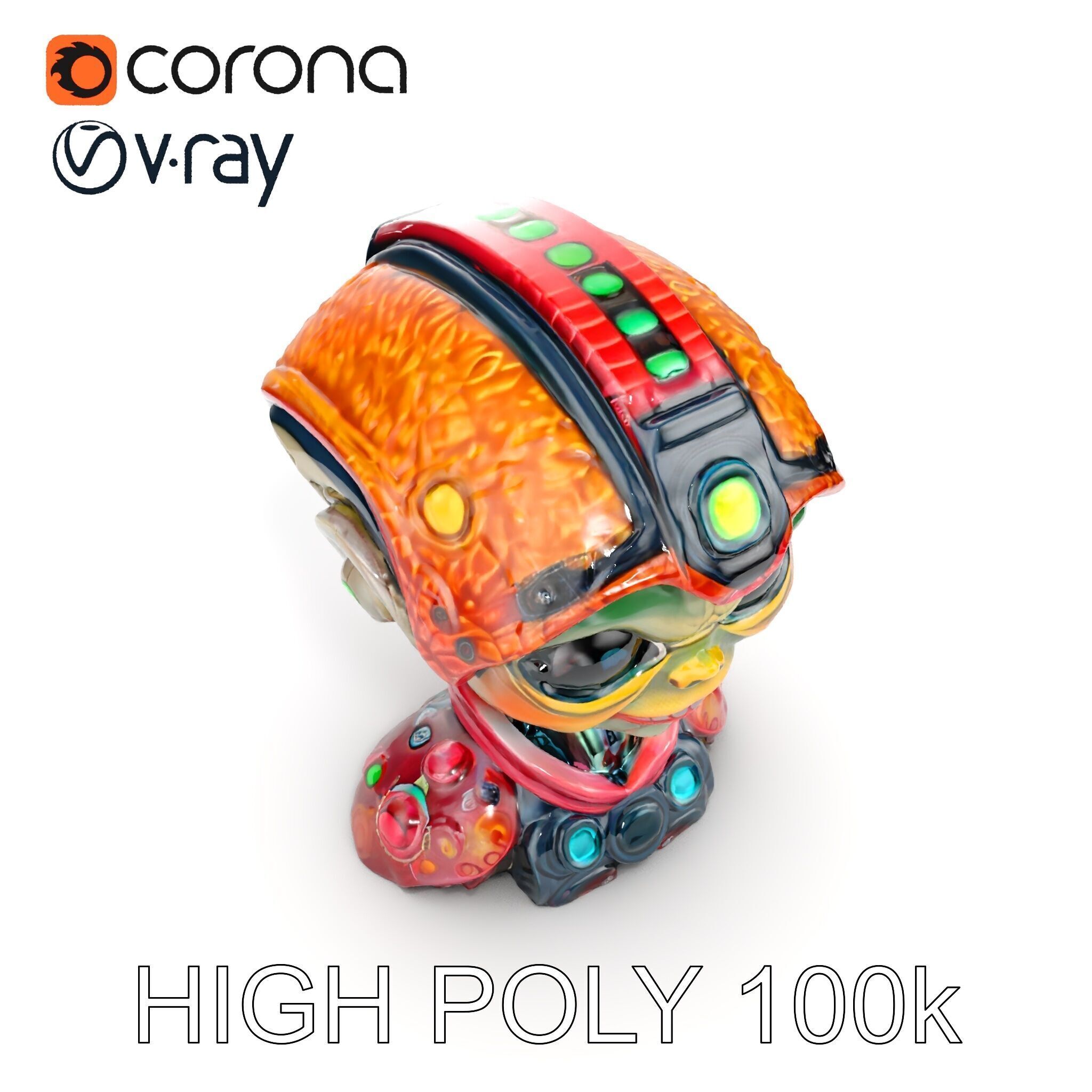 Alien Character Model Pack with Futuristic Helmet Low-poly 3D model_32