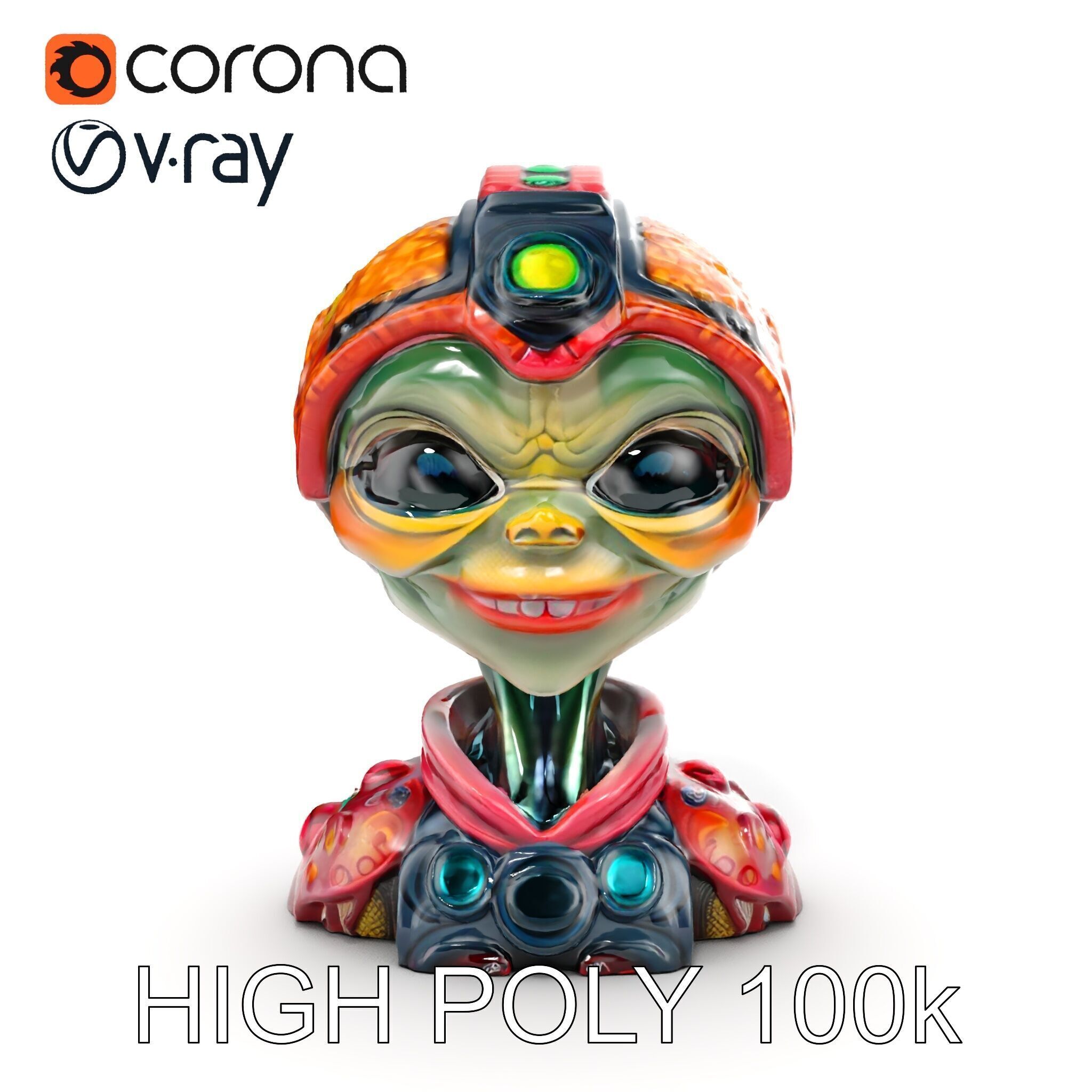 Alien Character Model Pack with Futuristic Helmet Low-poly 3D model_10