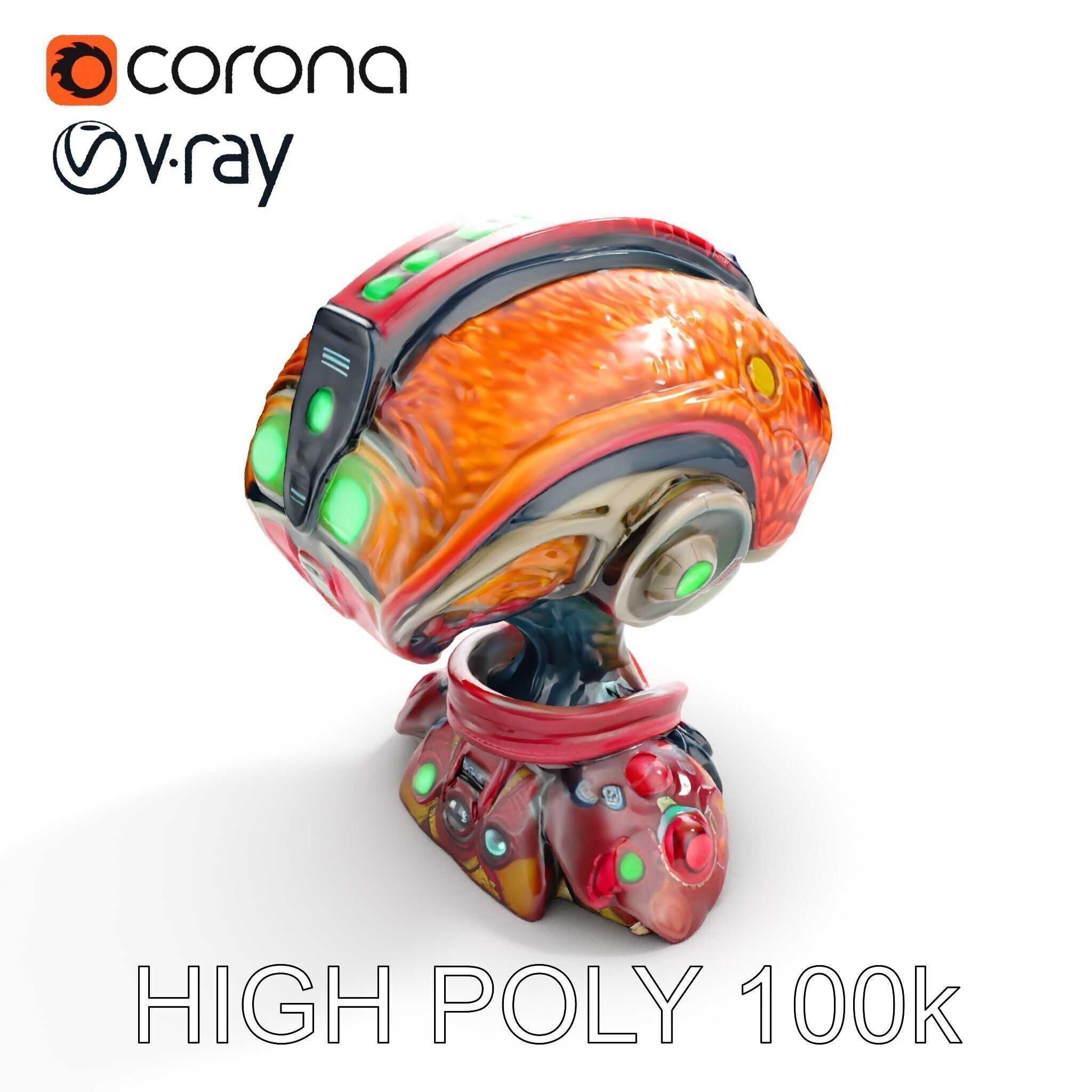 Alien Character Model Pack with Futuristic Helmet Low-poly 3D model_7