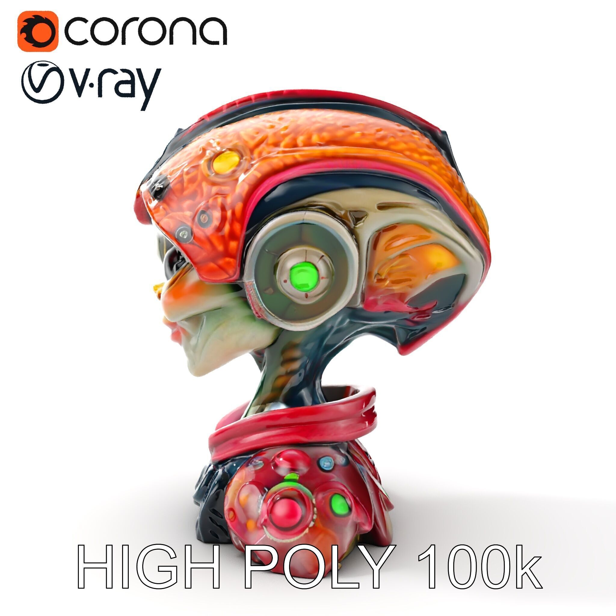 Alien Character Model Pack with Futuristic Helmet Low-poly 3D model_14