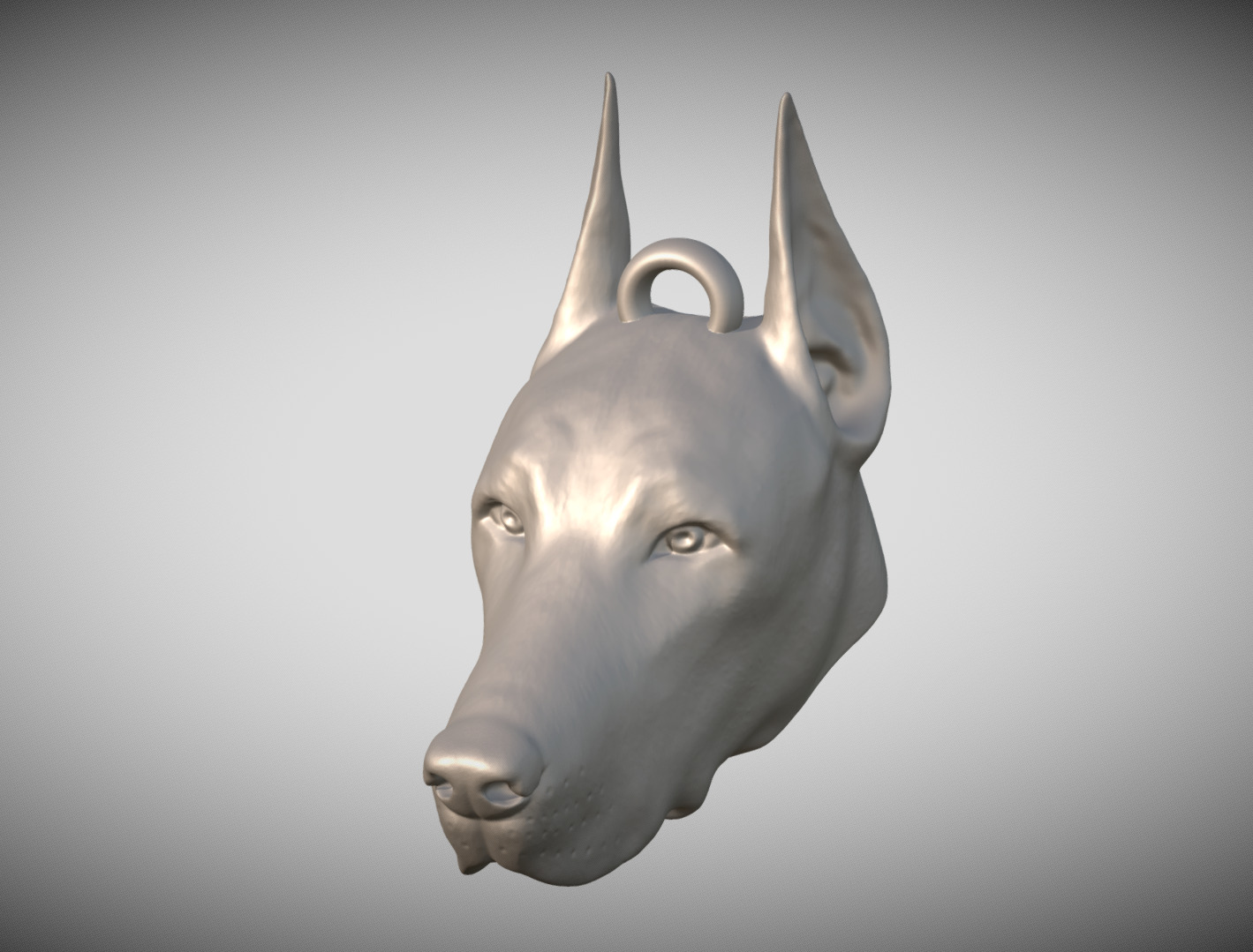 Dobermann head key ring 3D model ready for 3D printing 3D print model_10