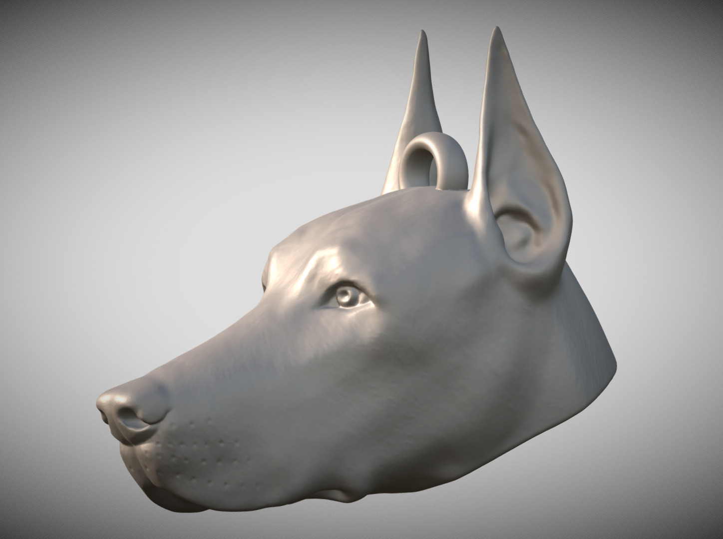 Dobermann head key ring 3D model ready for 3D printing 3D print model_3