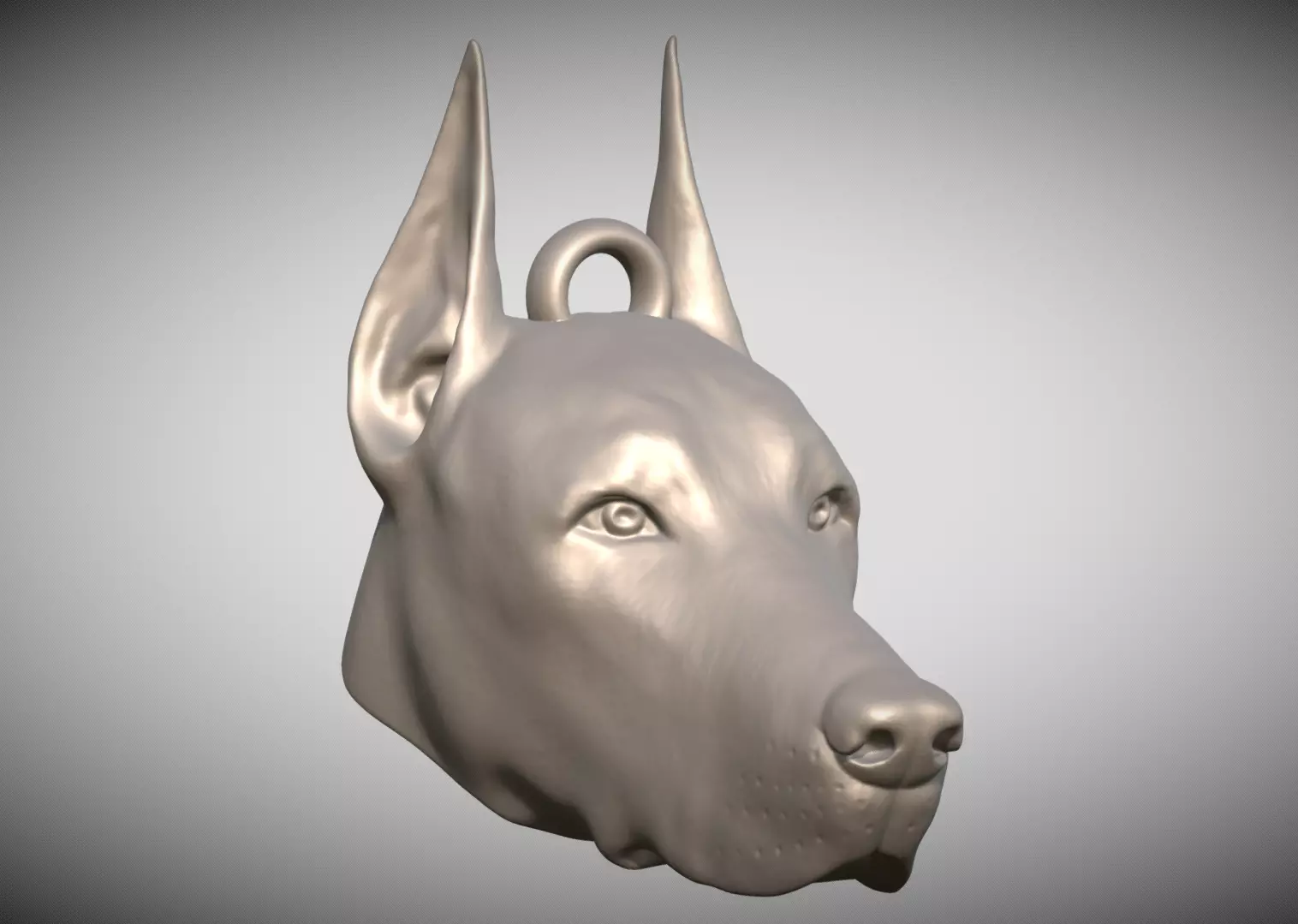 Dobermann head key ring 3D model ready for 3D printing 3D print model_0