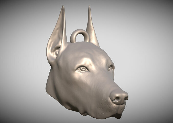 Dobermann head key ring 3D model ready for 3D printing 3D print model