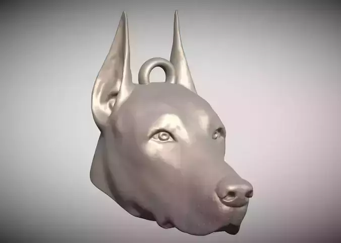 Dobermann head key ring 3D model ready for 3D printing 3D print model