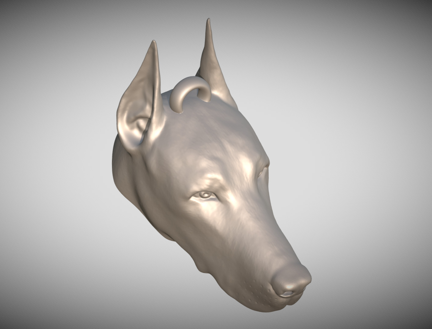Dobermann head key ring 3D model ready for 3D printing 3D print model_9
