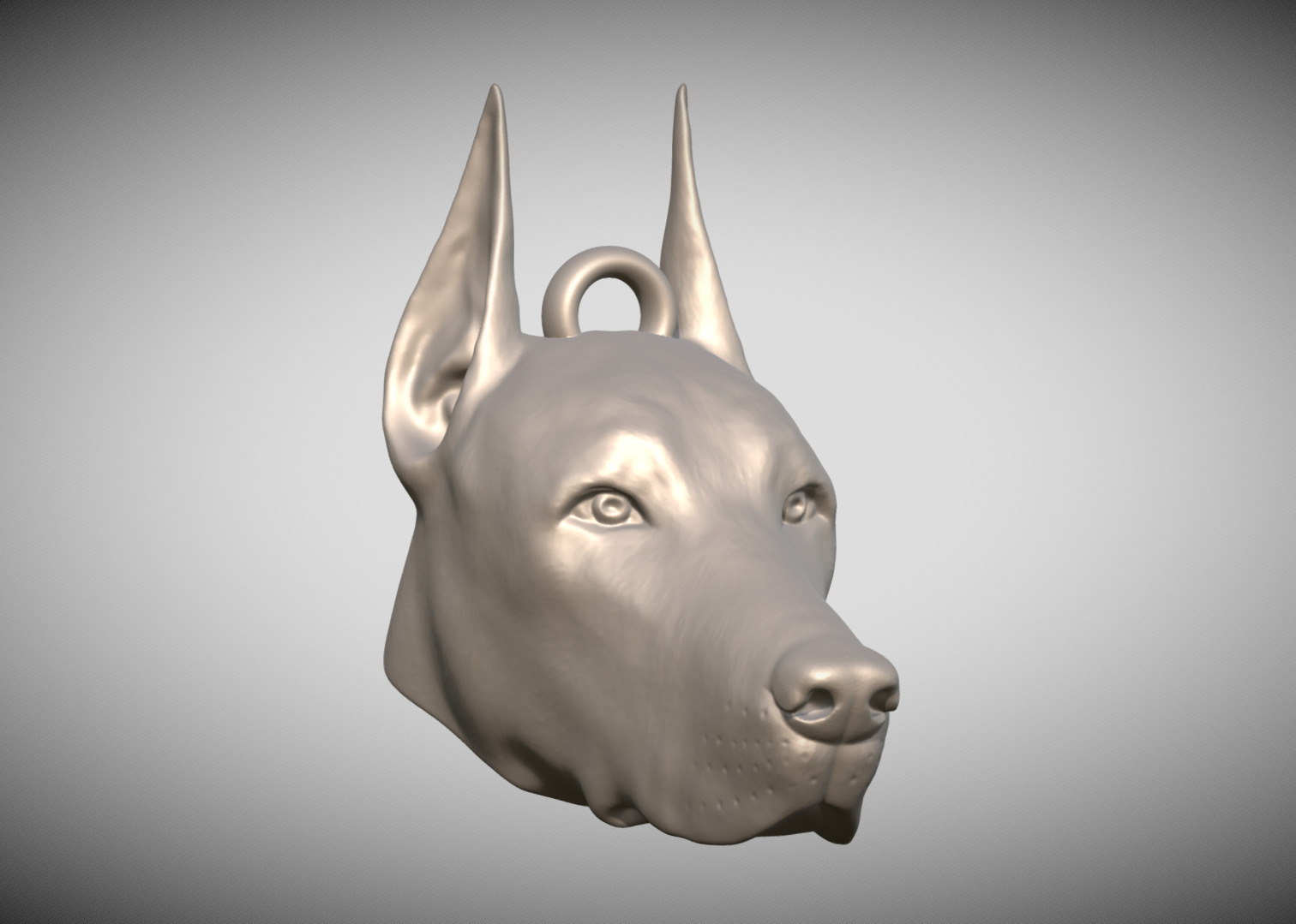 Dobermann head key ring 3D model ready for 3D printing 3D print model_8