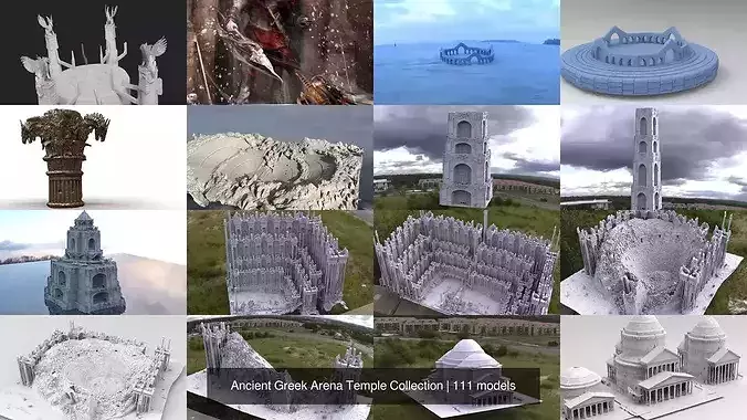 Ancient Greek Arena Temple Collection 3D Model Pack 3