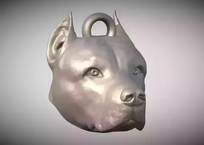 Pitbull head key ring 3D model ready for 3D printing