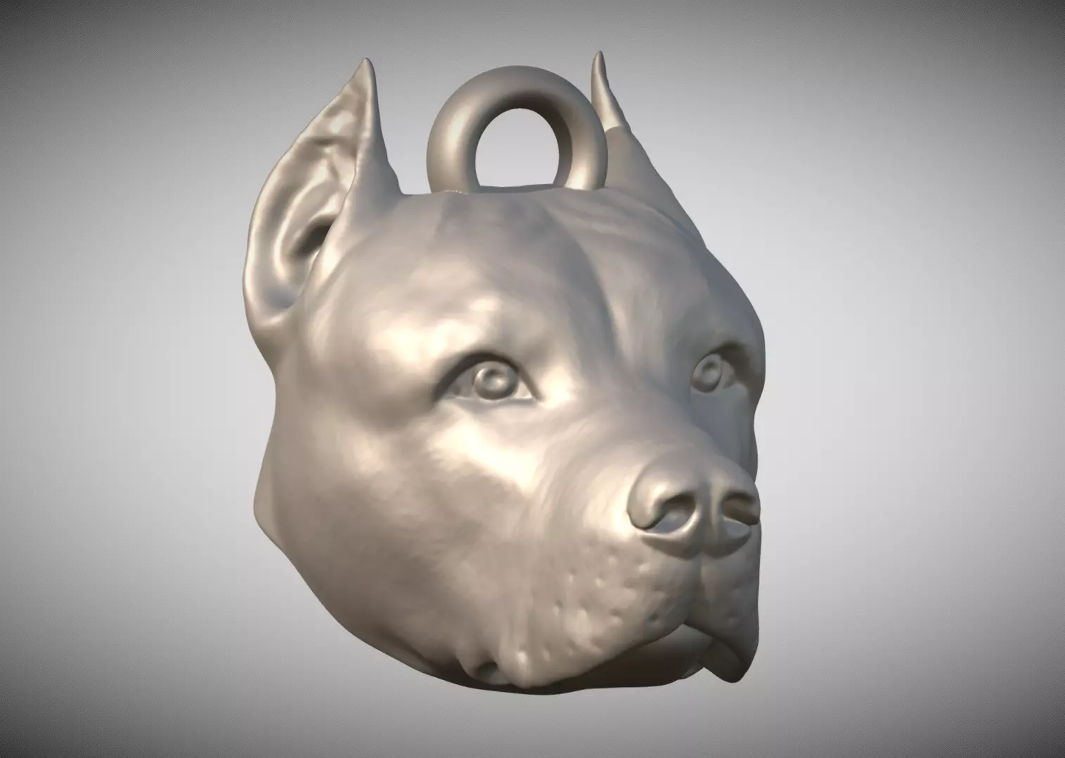 Pitbull head key ring 3D model ready for 3D printing 3D print model_0
