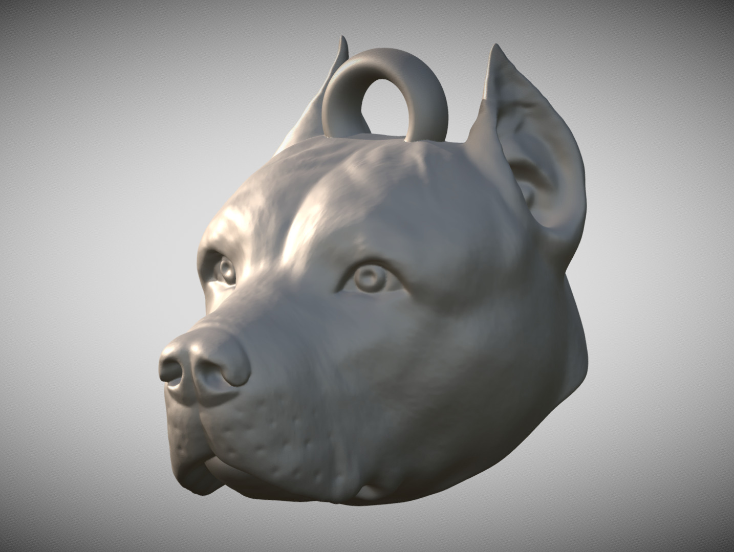 Pitbull head key ring 3D model ready for 3D printing 3D print model_2
