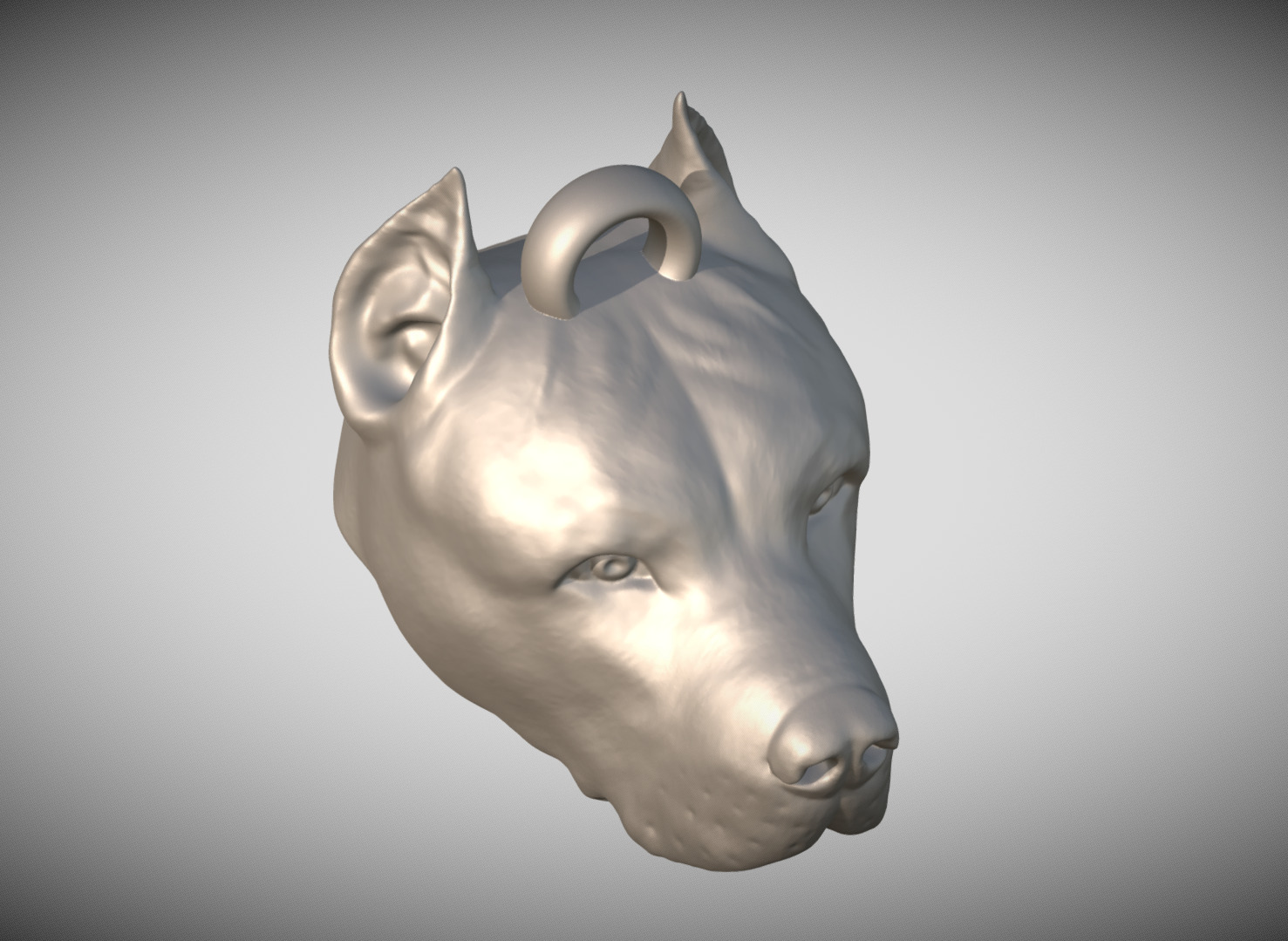 Pitbull head key ring 3D model ready for 3D printing 3D print model_6