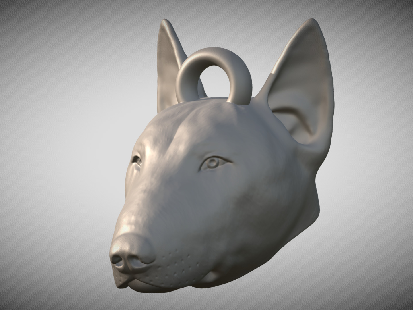 Bullterrier head key ring 3D model ready for 3D printing 3D print model_2