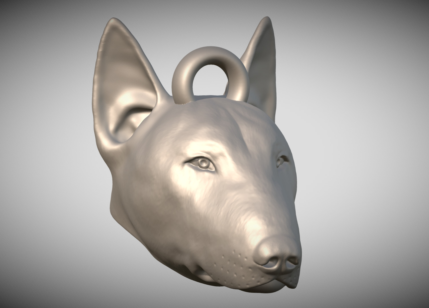 Bullterrier head key ring 3D model ready for 3D printing 3D print model_7