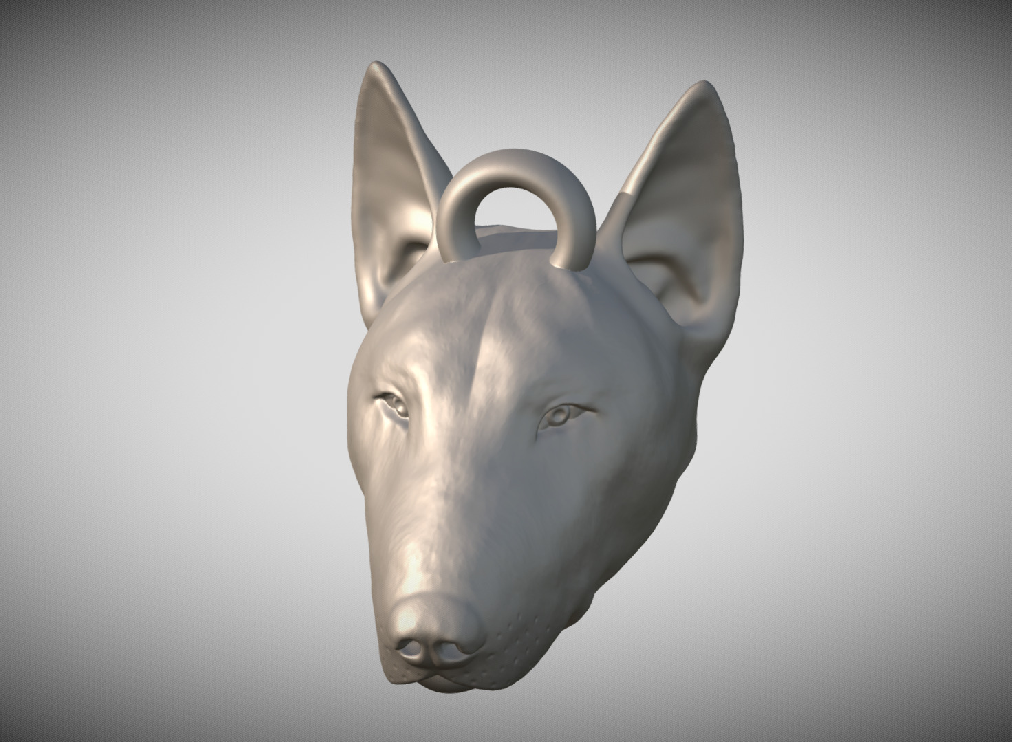 Bullterrier head key ring 3D model ready for 3D printing 3D print model_9