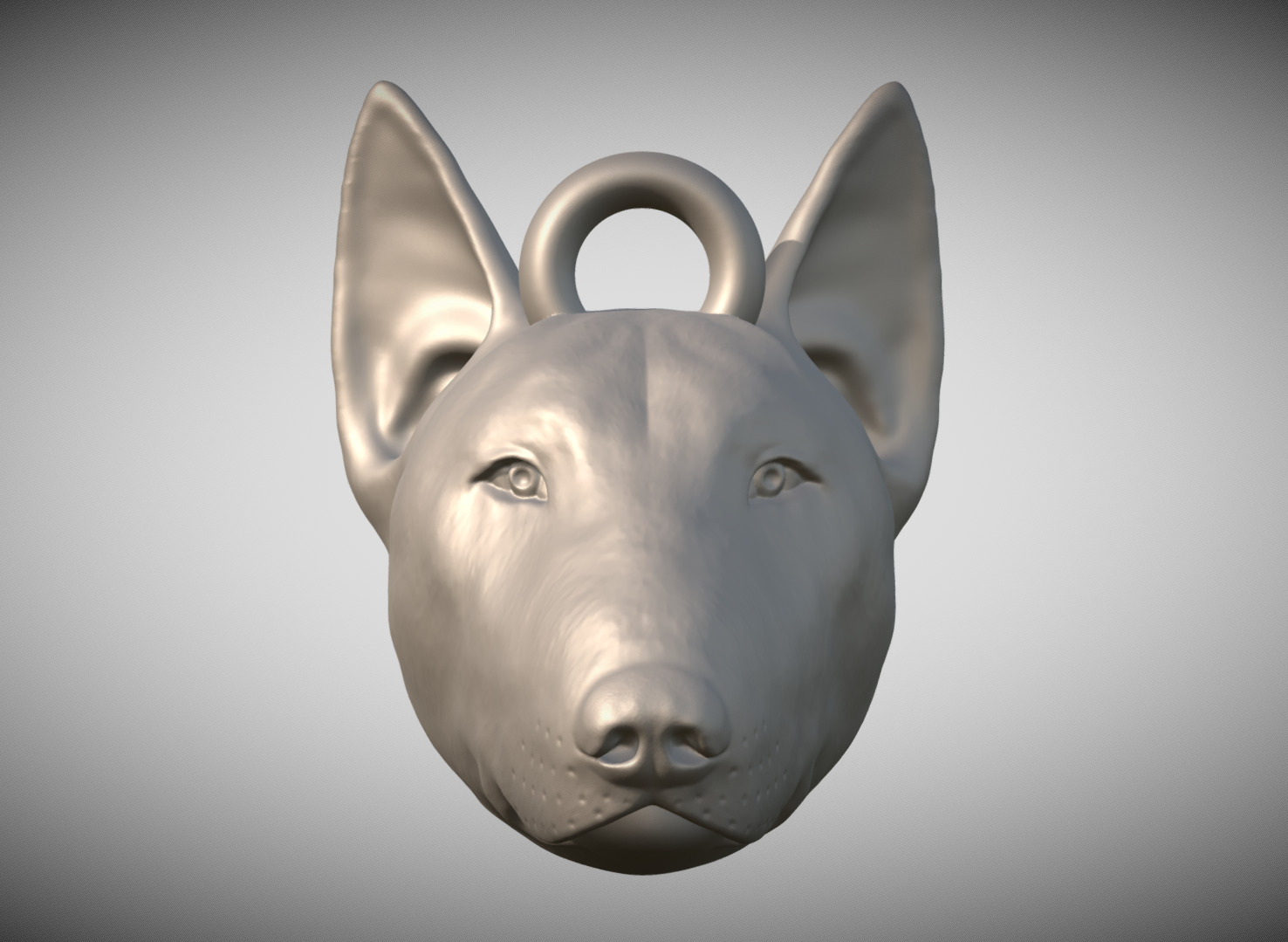 Bullterrier head key ring 3D model ready for 3D printing 3D print model_1