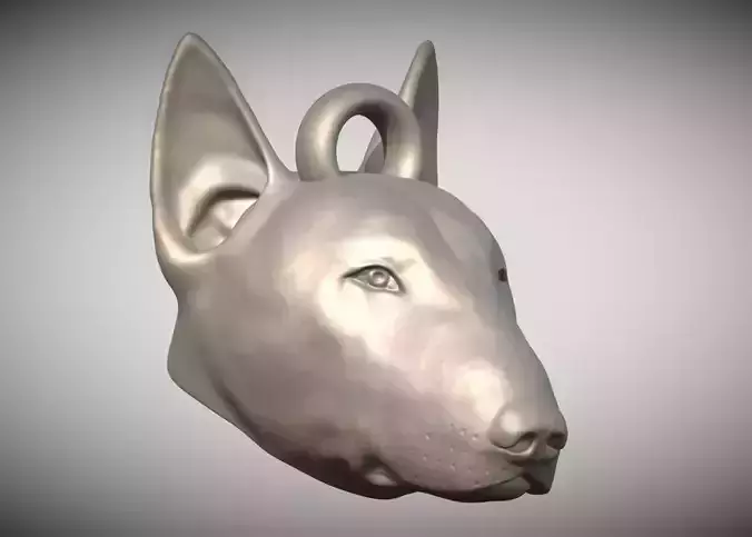 Bullterrier head key ring 3D model ready for 3D printing 3D print model