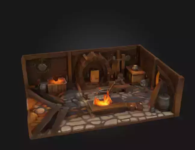Stylized Medieval Blacksmith Workshop