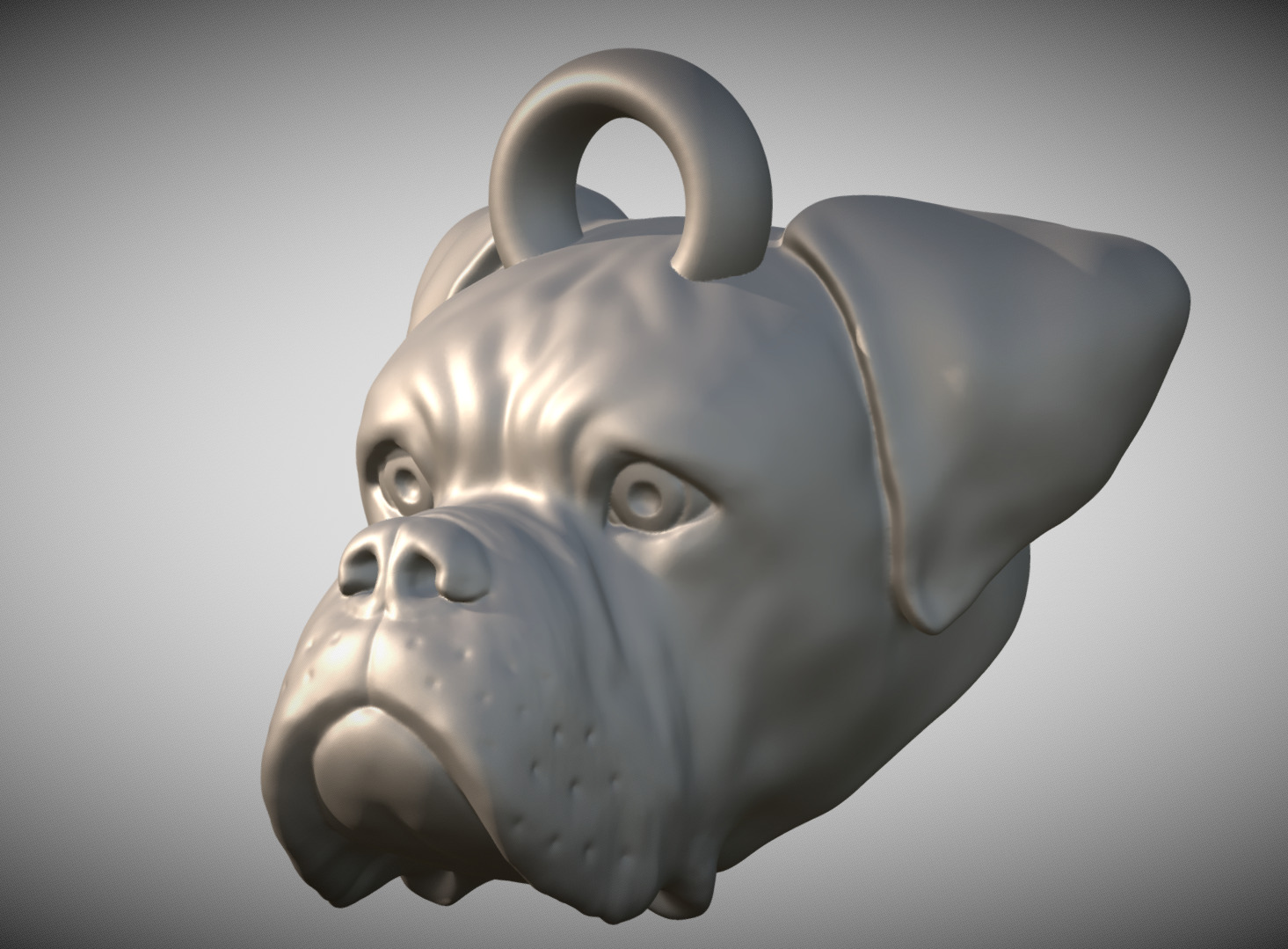 Boxer head key ring 3D model ready for 3D printing 3D print model_2