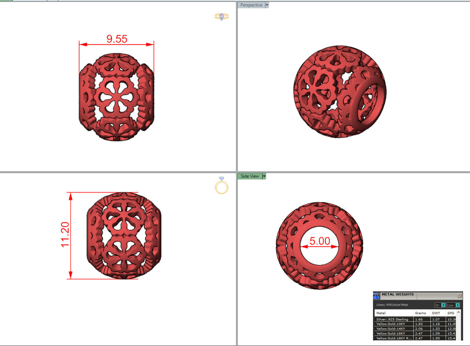 Flower Bead charm 3D print model_1