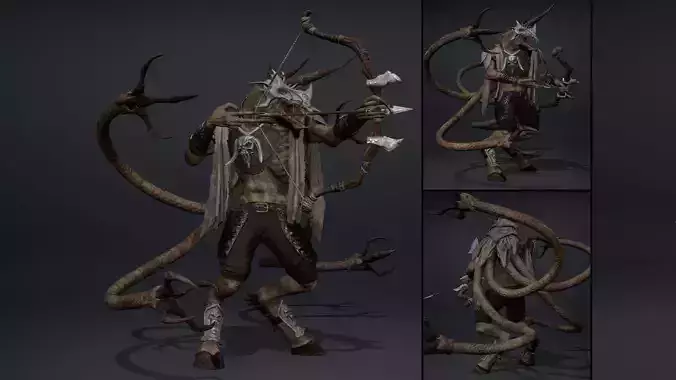 Ashen Archer Tentacle Low-poly 3D model