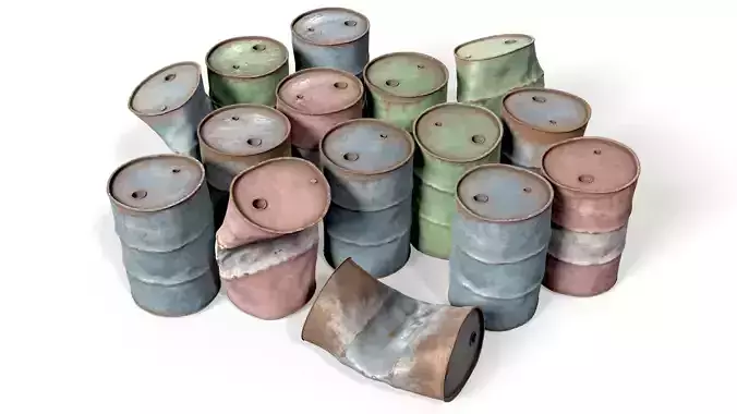Metal Barrels Low-poly 3D model