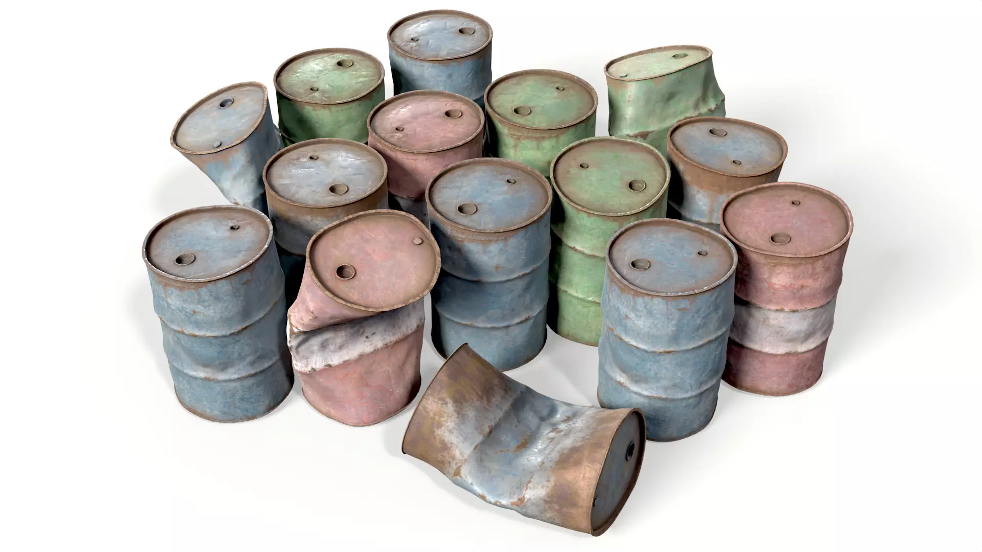 Metal Barrels Low-poly 3D model_0