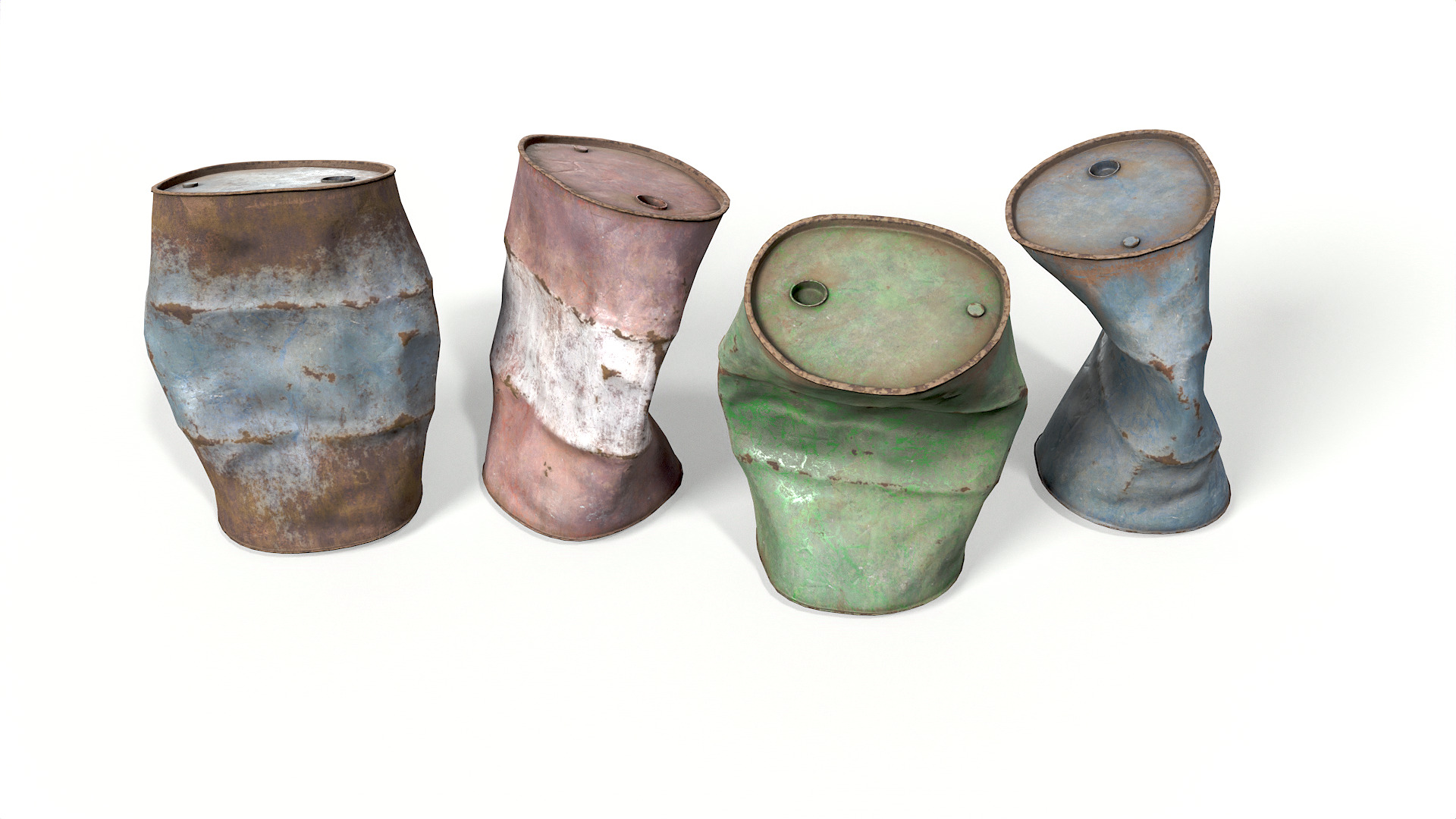 Metal Barrels Low-poly 3D model_1