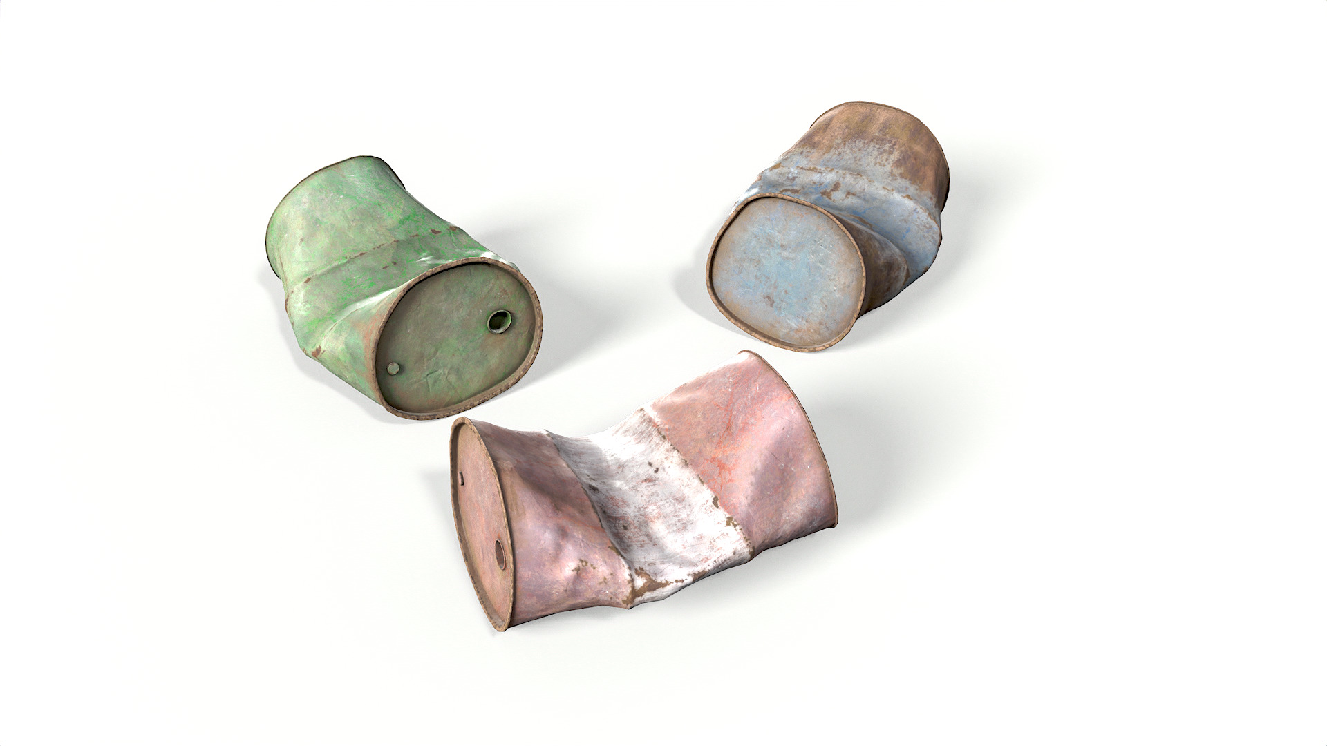 Metal Barrels Low-poly 3D model_4