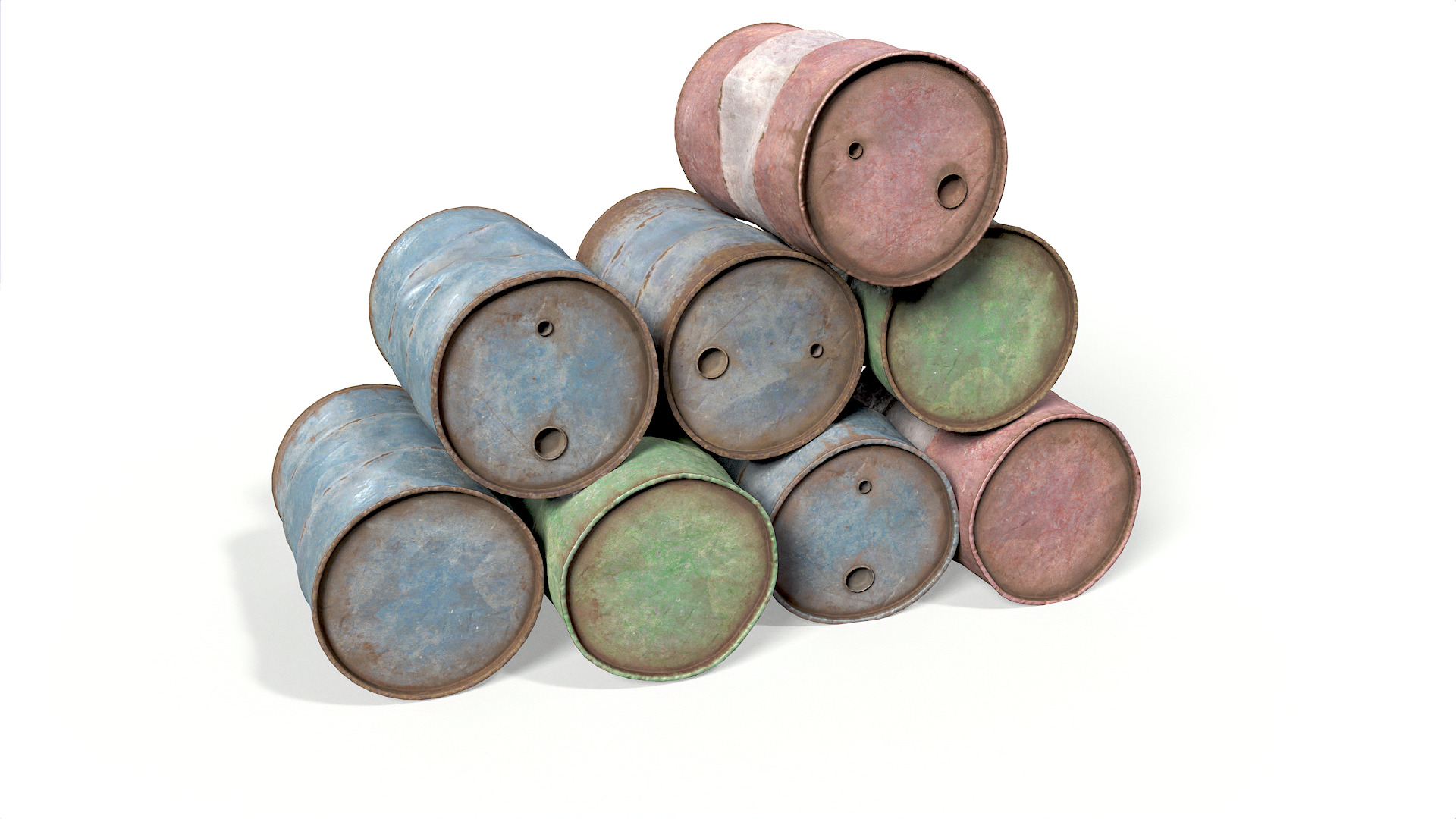 Metal Barrels Low-poly 3D model_5
